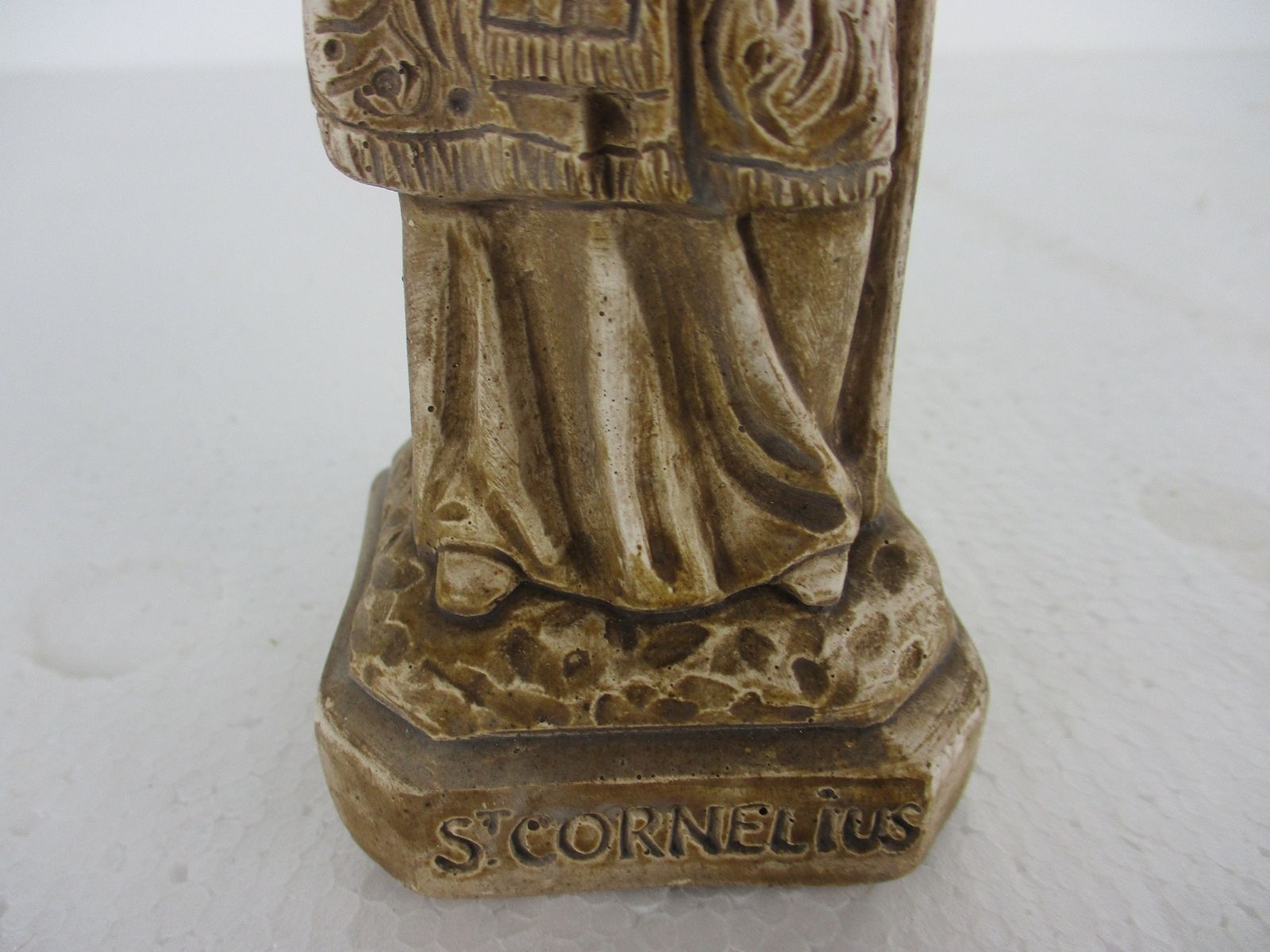 Htf Statue  Saint Pope Cornelius Patron Saint Horn Collector Plaster photo Art