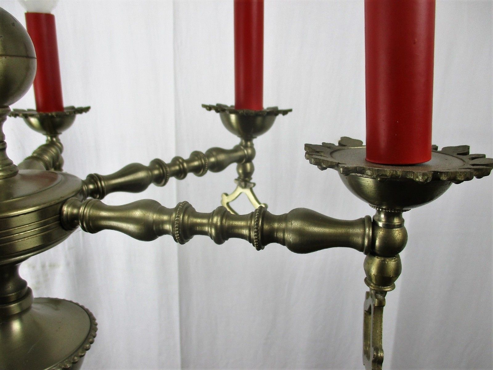 Chandelier 6 Lights Arms Ceiling Light Lamp Metal Tin Look Hobnails Very Rare photo 260.0