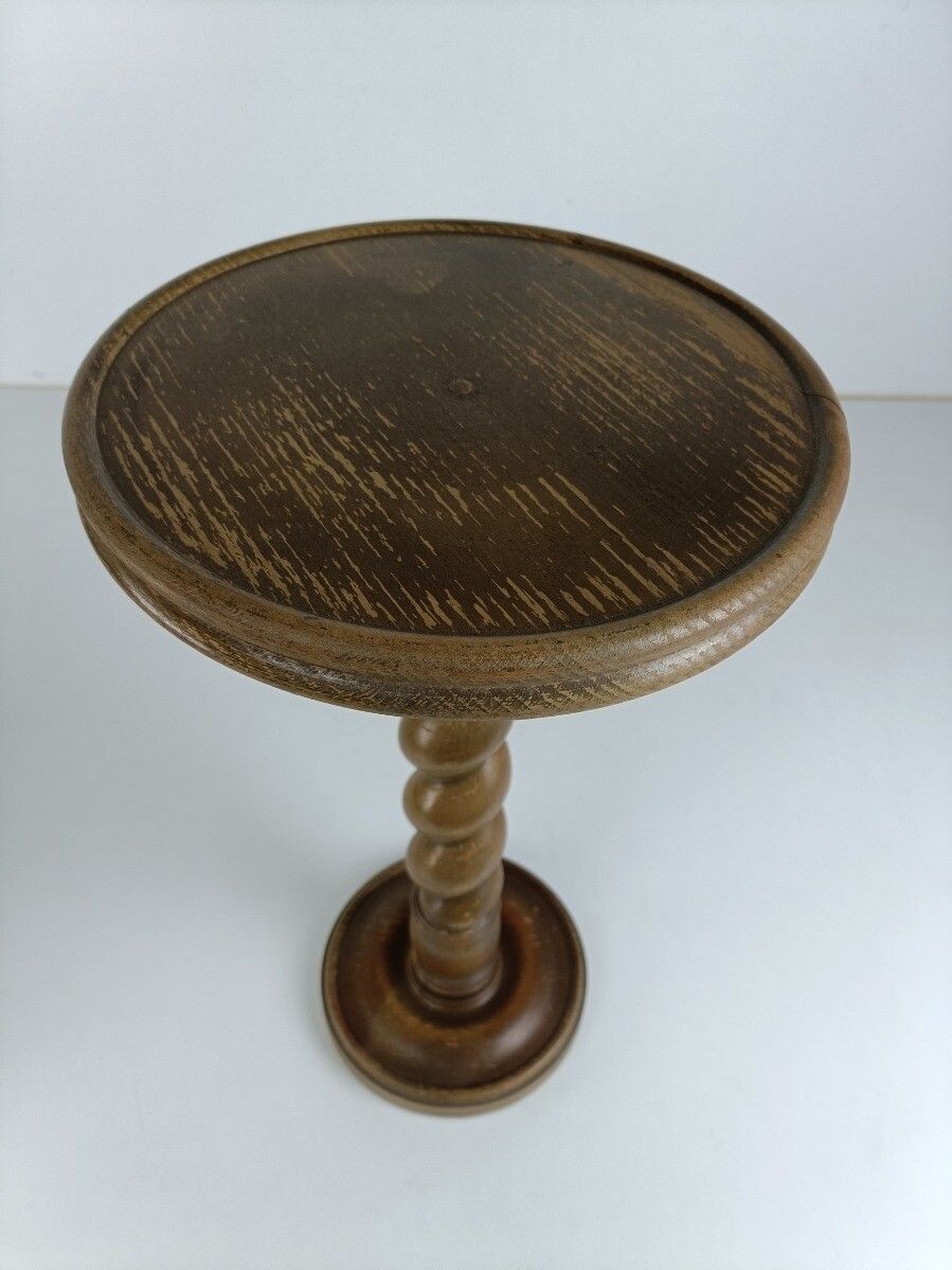 Hand Carved Wood Pedestal Table Plant Flower Bonsai Stand Side Table Barley Twis photo Furniture