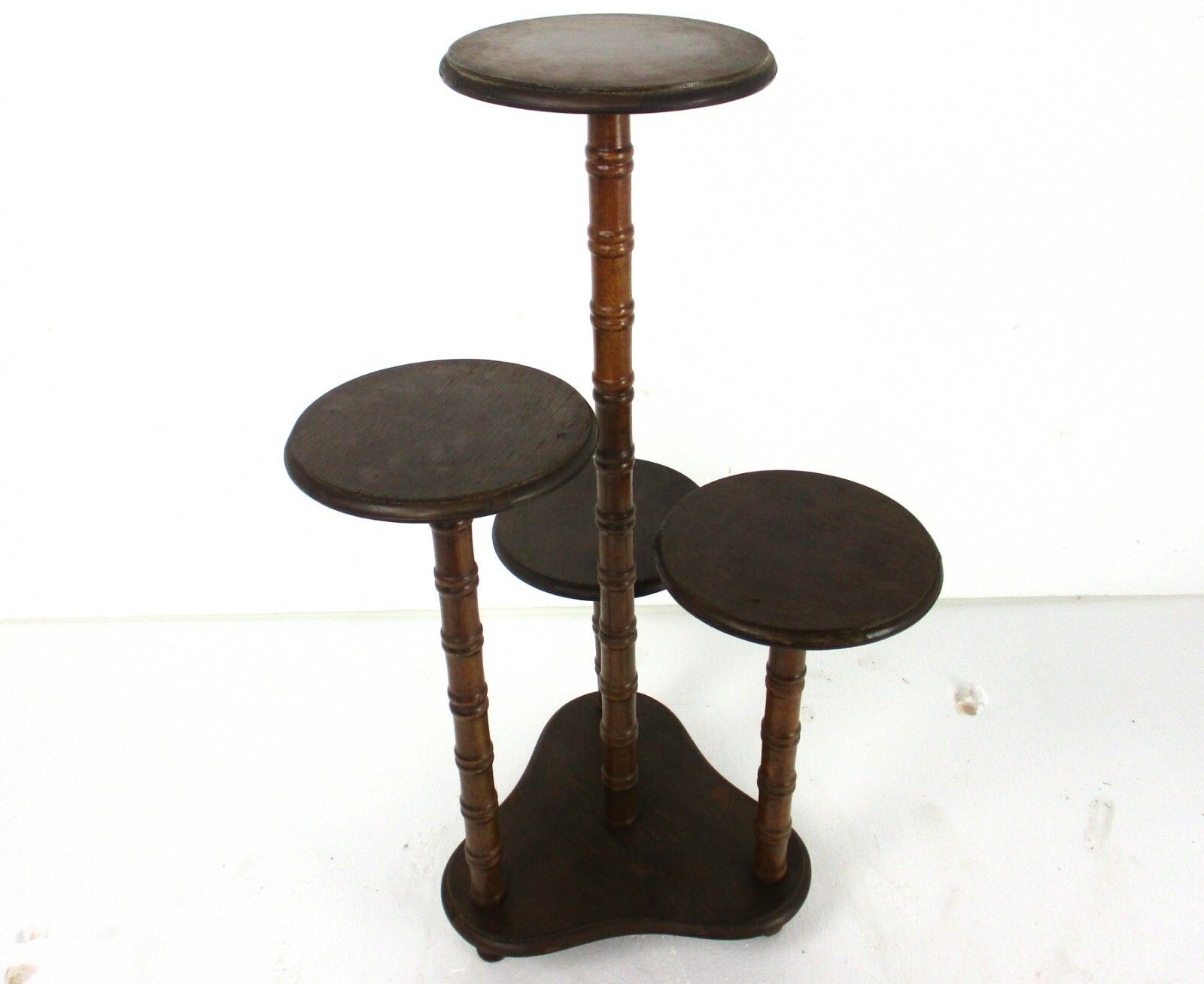 Xl Vintage 4 Tier Pedestal Table Plant Flower Stand Side Table Carved Wood Htf photo Furniture