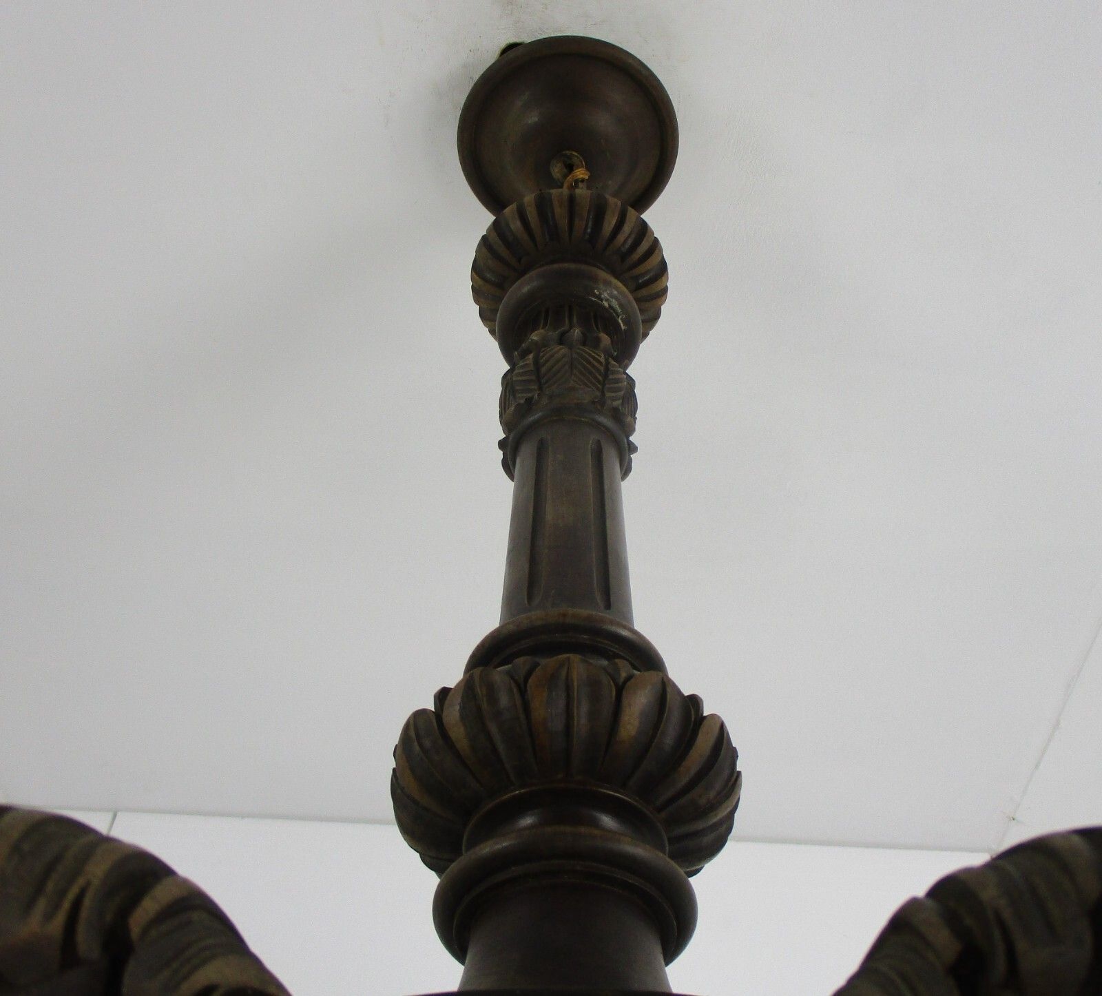 photo furniture Hand Carved Wooden Chandelier Ornate 8 Arm Lights Mid Century Modern Gorgeous