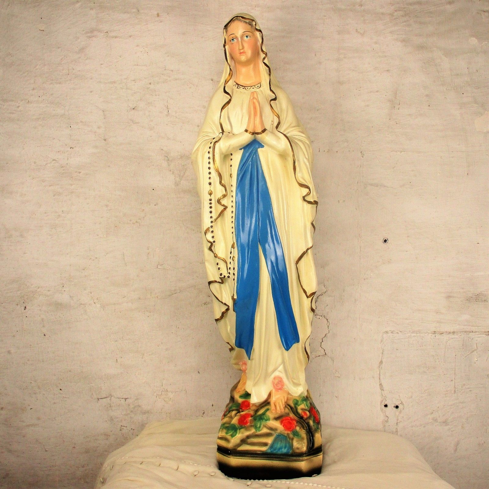 Xl Virgin Mary Madonna Plaster Statue Chapel Church Monastery French 34.64" photo furniture