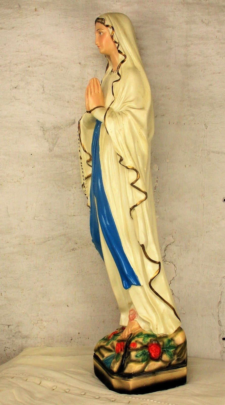 Xl Virgin Mary Madonna Plaster Statue Chapel Church Monastery French 34.64" photo buy
