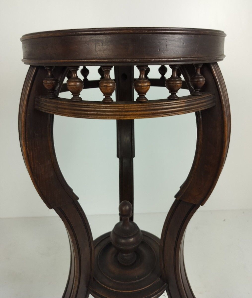 Stunning Antique Pedestal Plant Stand Carved Wood With Spindles Side Table Wow photo furniture