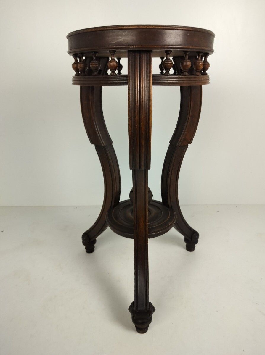 Stunning Antique Pedestal Plant Stand Carved Wood With Spindles Side Table Wow photo for sale