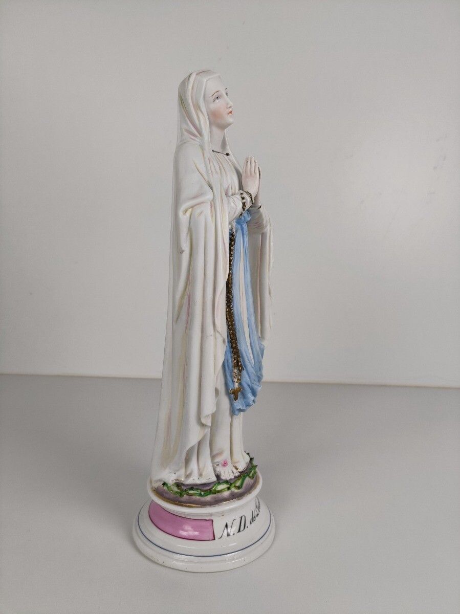 Porcelain Bisque Statue Virgin Mary Our Lady Of Lourdes French  Collector Gorgeo photo vintage