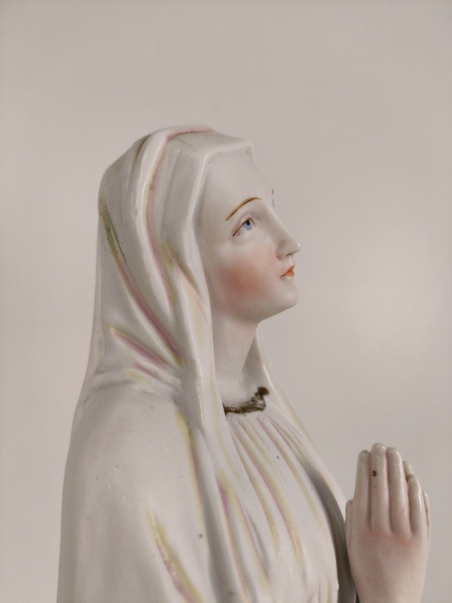 photo furniture Porcelain Bisque Statue Virgin Mary Our Lady Of Lourdes French  Collector Gorgeo