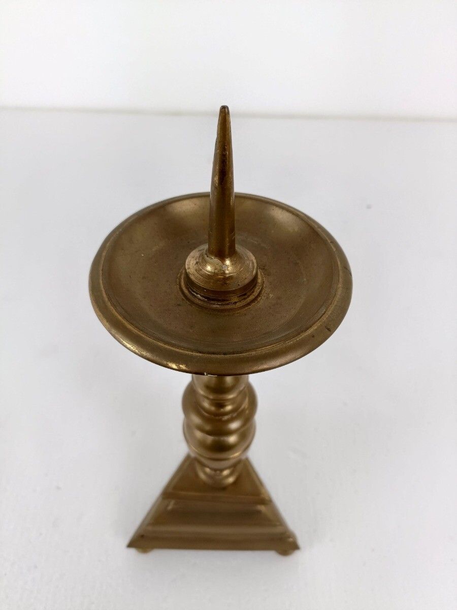 Antique Bronze Candle Holder Candle Stick, 19th Century Heavy photo 162.0