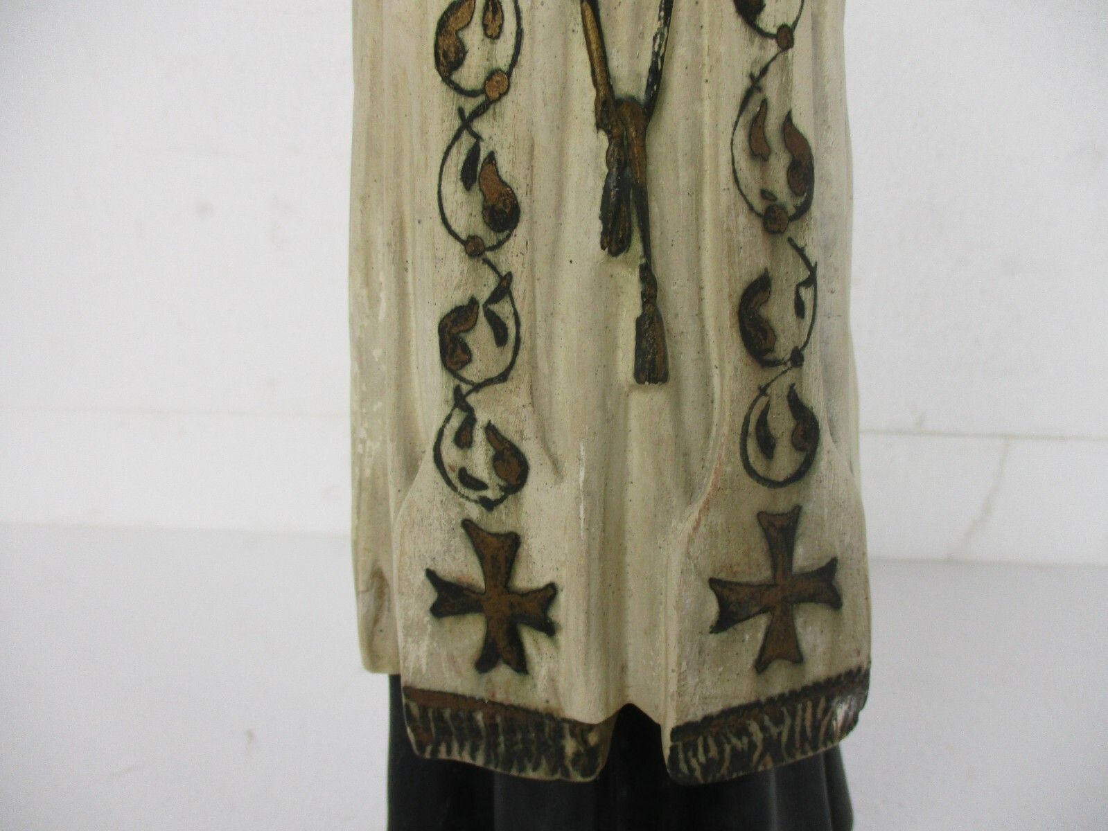 Statue Saint John Vianney Curé Of Ars French Priest Plaster Htf Collector 17.71" photo for sale