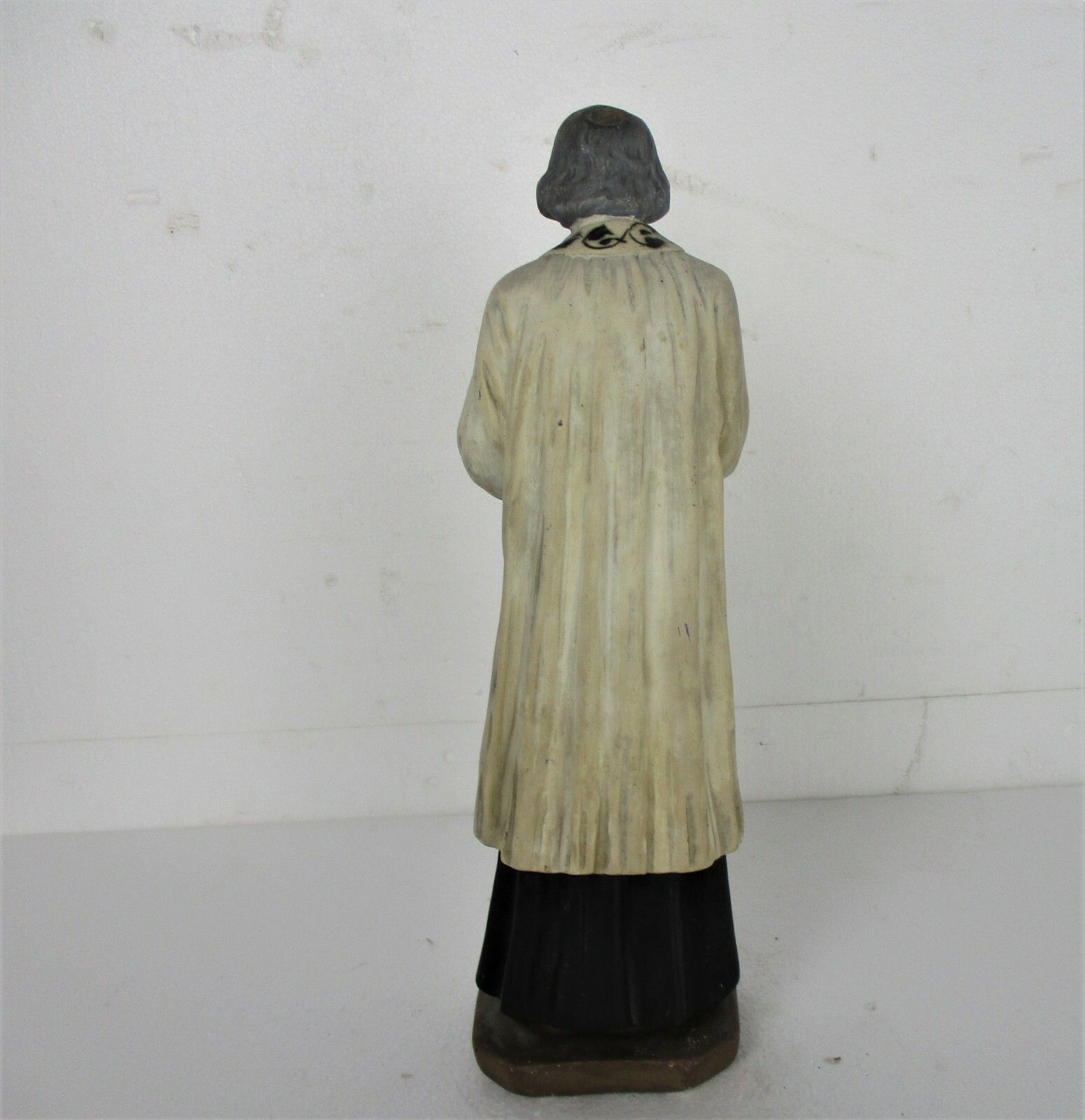 Statue Saint John Vianney Curé Of Ars French Priest Plaster Htf Collector 17.71" photo vinterior