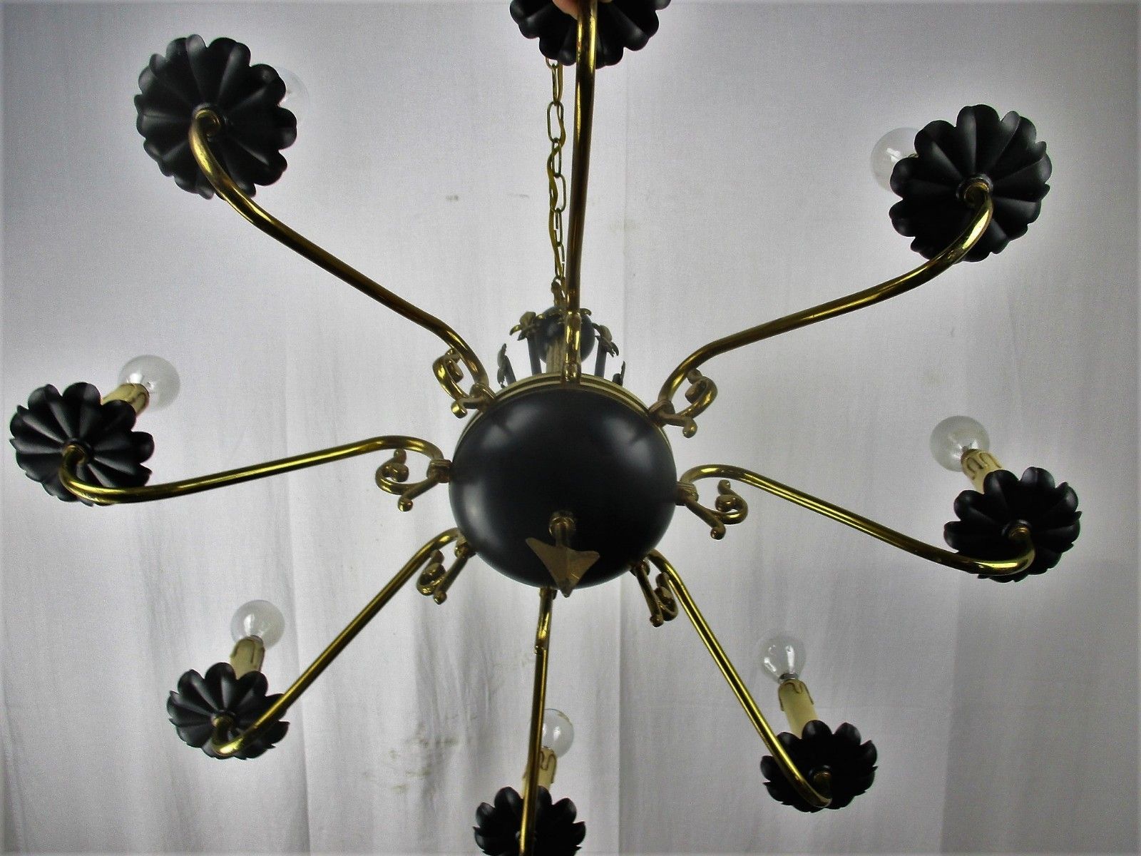 Lighting French Wooden Brass 8 Arms Lights Chandelier French Empire Fleur De Lis Rare Htf photo