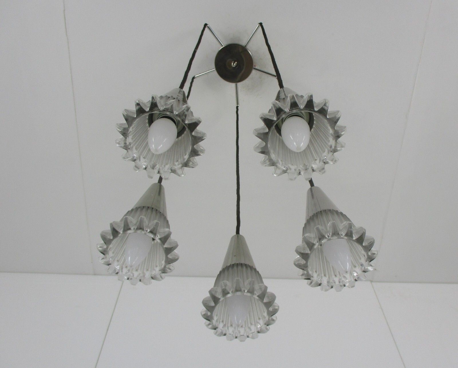 Raak Style  Modern Mid Century Chandelier  Modernist Cascade 5 Lights Shades photo Lighting