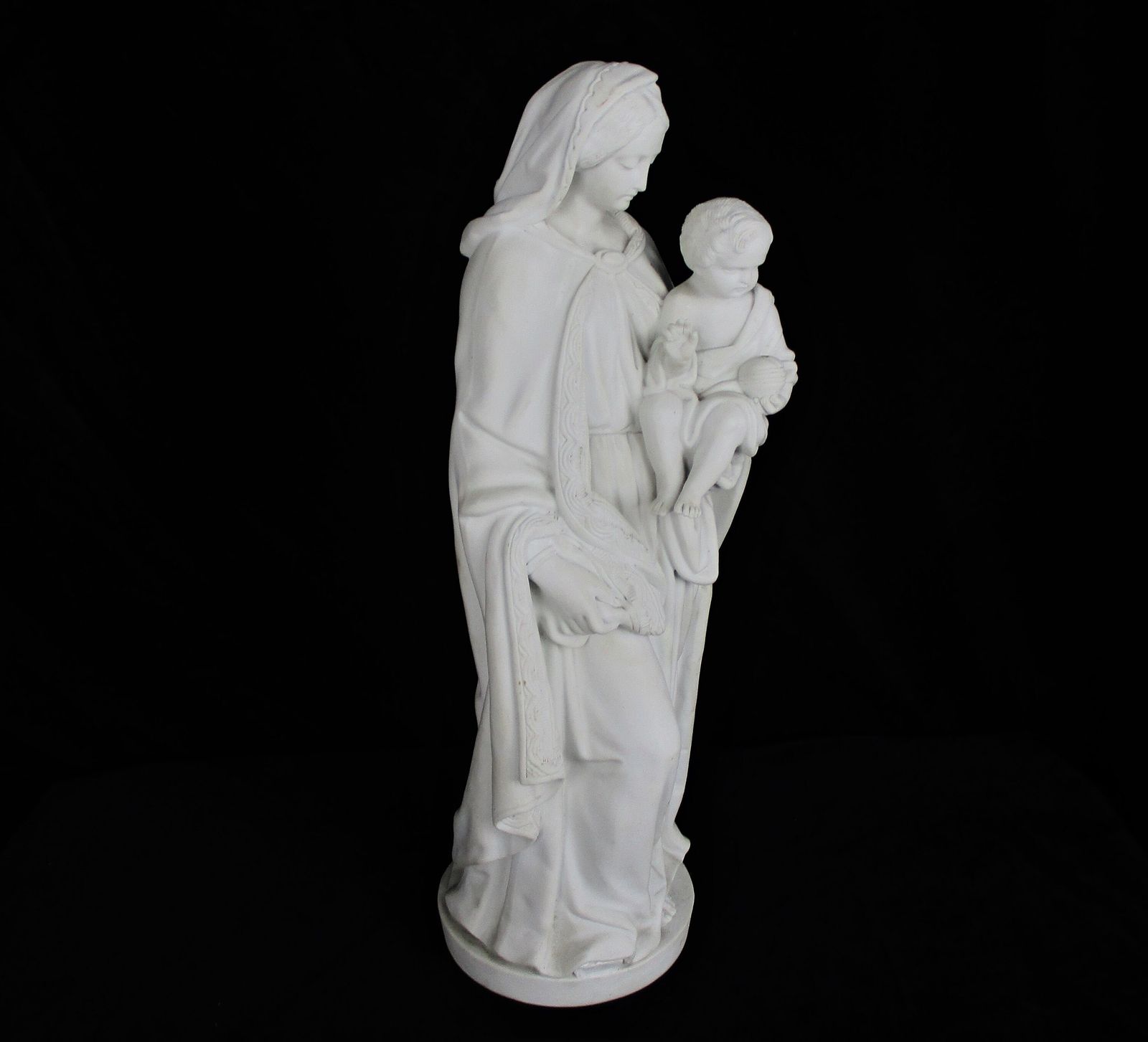 Reserved Craig French Antique 1900 Bisque Statue Virgin Mary Our Lady Infant Exq photo 425.0