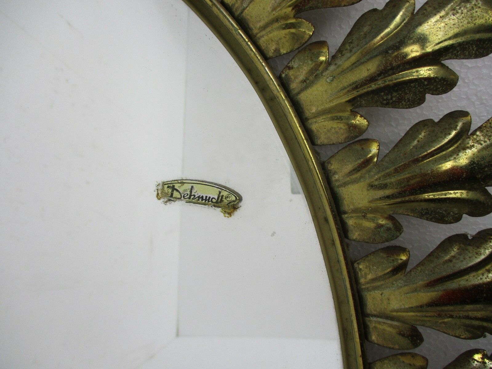 Mid Century Modern Large  Ornate Oval  Wall Hanging Mirror De Knudt Brass Leafs photo Home Decor
