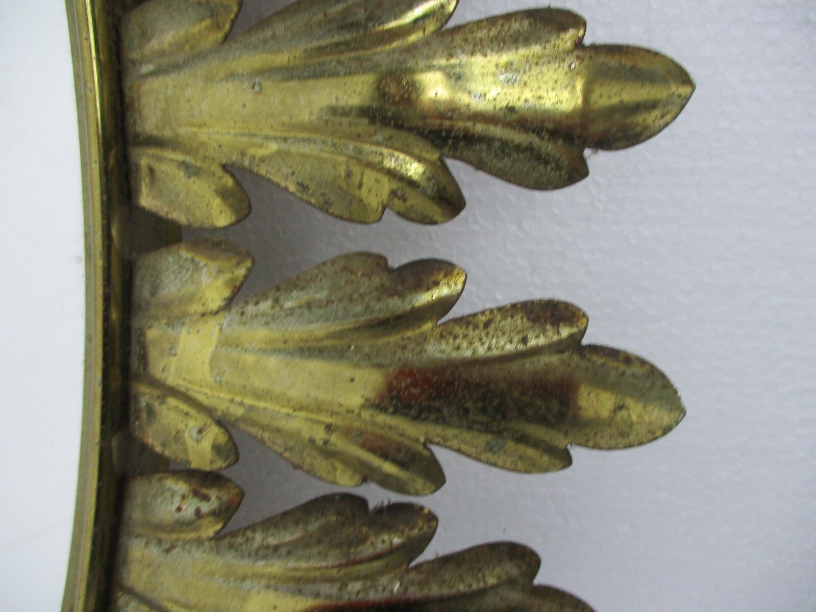 Mid Century Modern Large  Ornate Oval  Wall Hanging Mirror De Knudt Brass Leafs photo 427.0