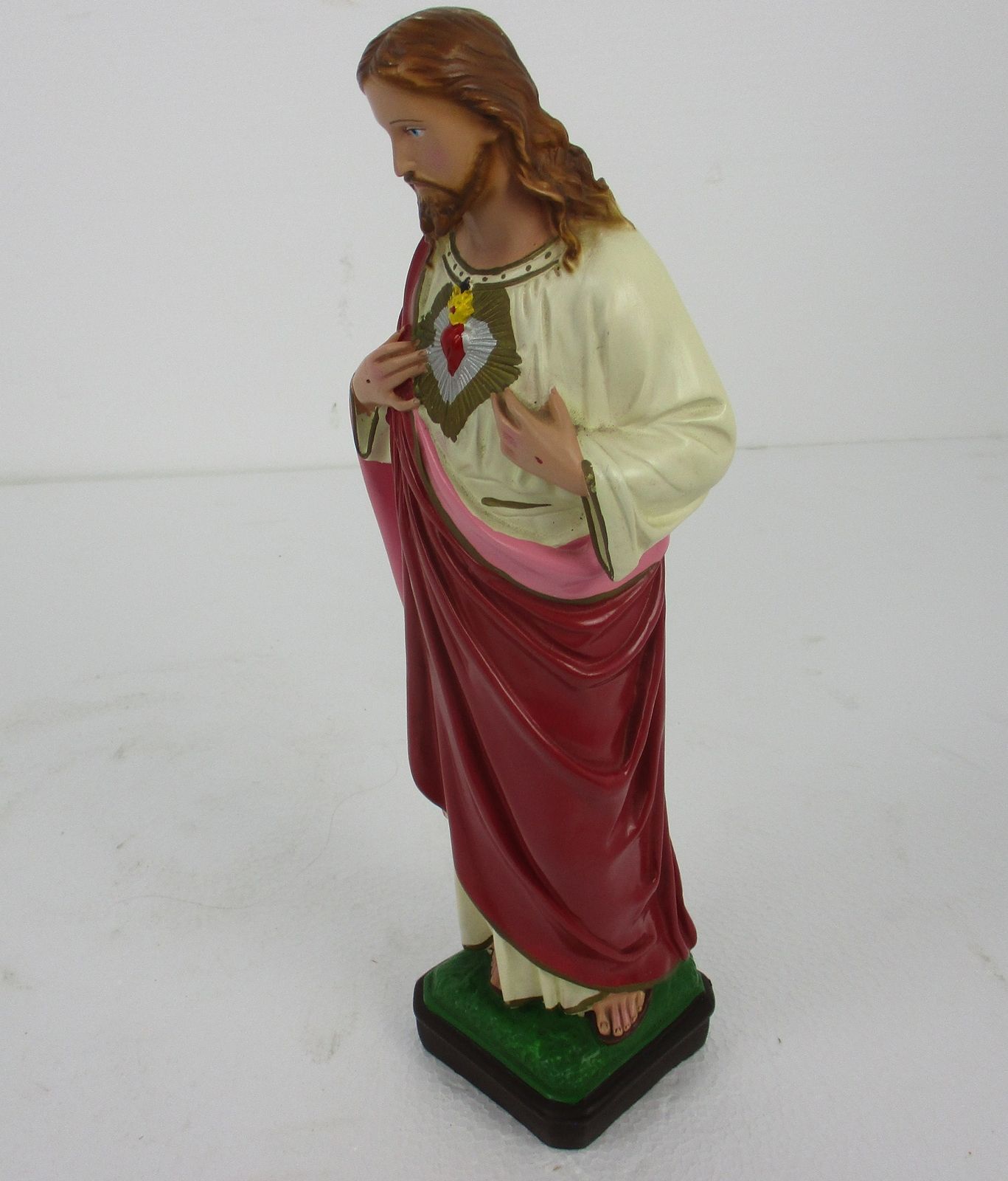 Vintage Statue Jesus Christ Savior Sacred Heart Holy Heart Resin Italy Lovely photo 121.0