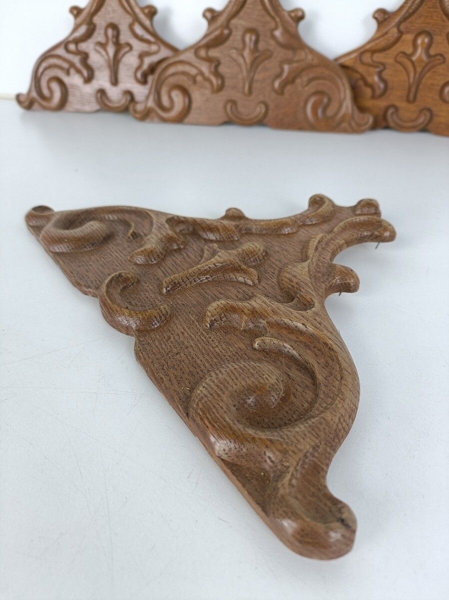 Set Of 5 Small Hand Carved Wooden Pediments Antique Trims Corbels Reclaimed Arch photo buy