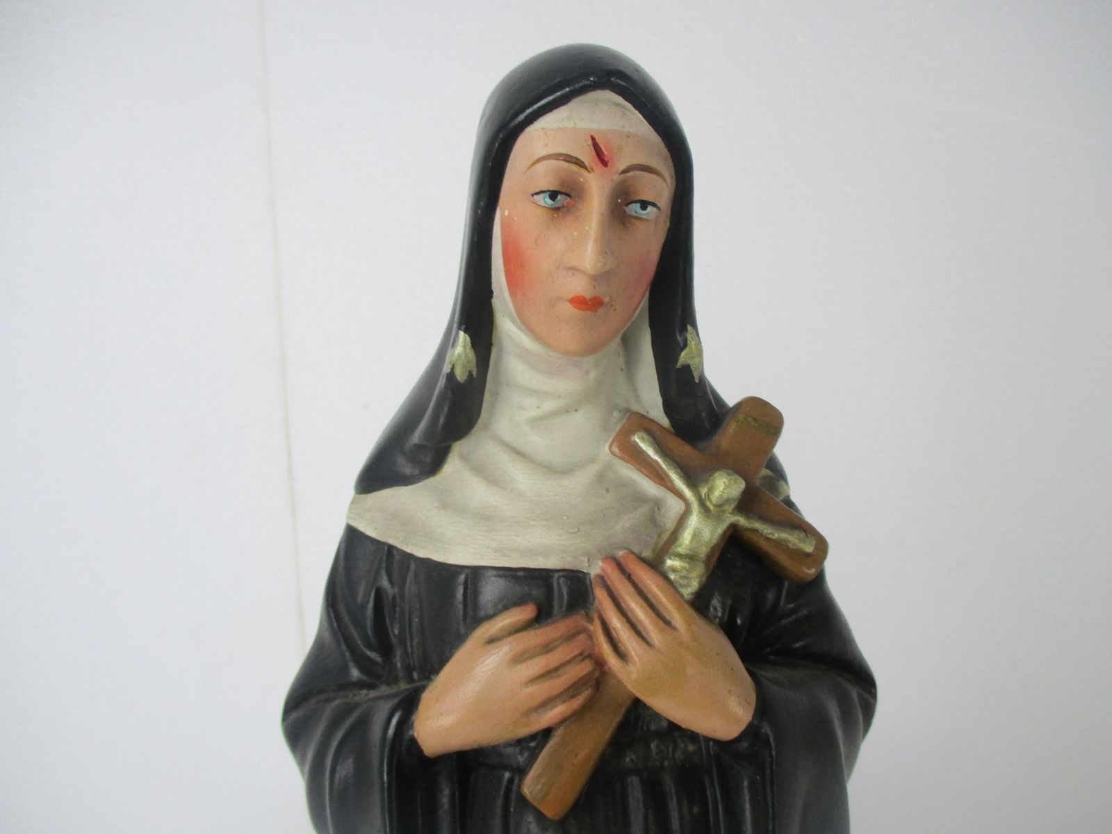 Htf Statue St Saint Rita Of Cascia Plaster Patroness Impossible Causes Bees 16.7 photo furniture