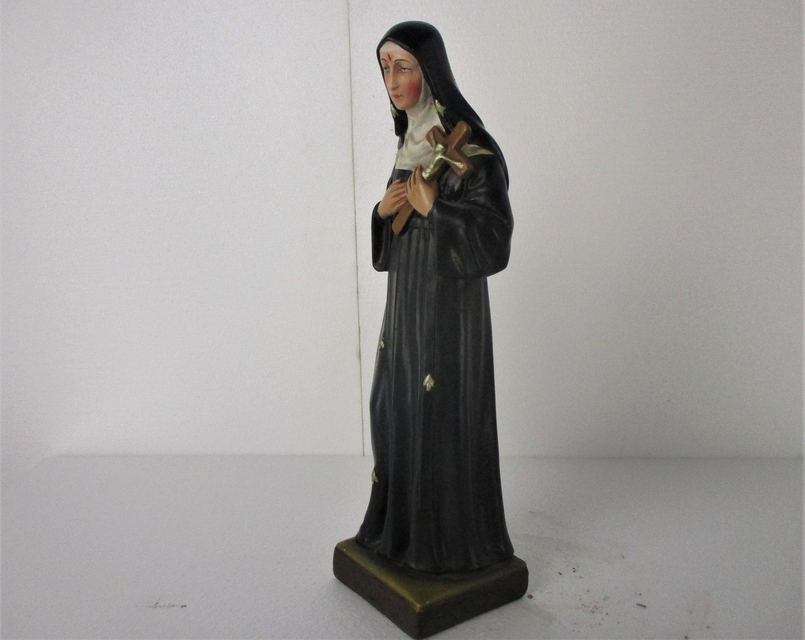Htf Statue St Saint Rita Of Cascia Plaster Patroness Impossible Causes Bees 16.7 photo vinterior
