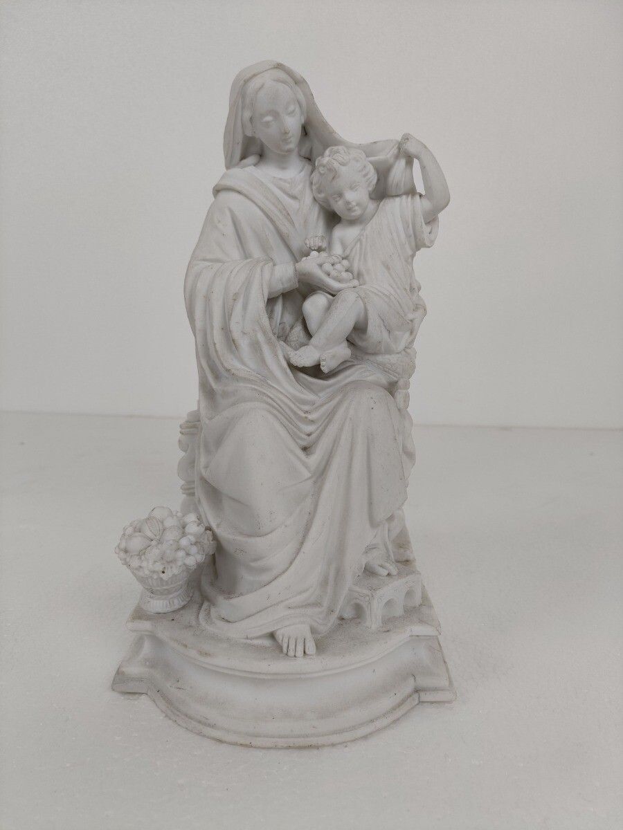 French Antique 1900 Bisque Statue Virgin Mary Our Lady Madonna Sedes Sapientiae photo furniture