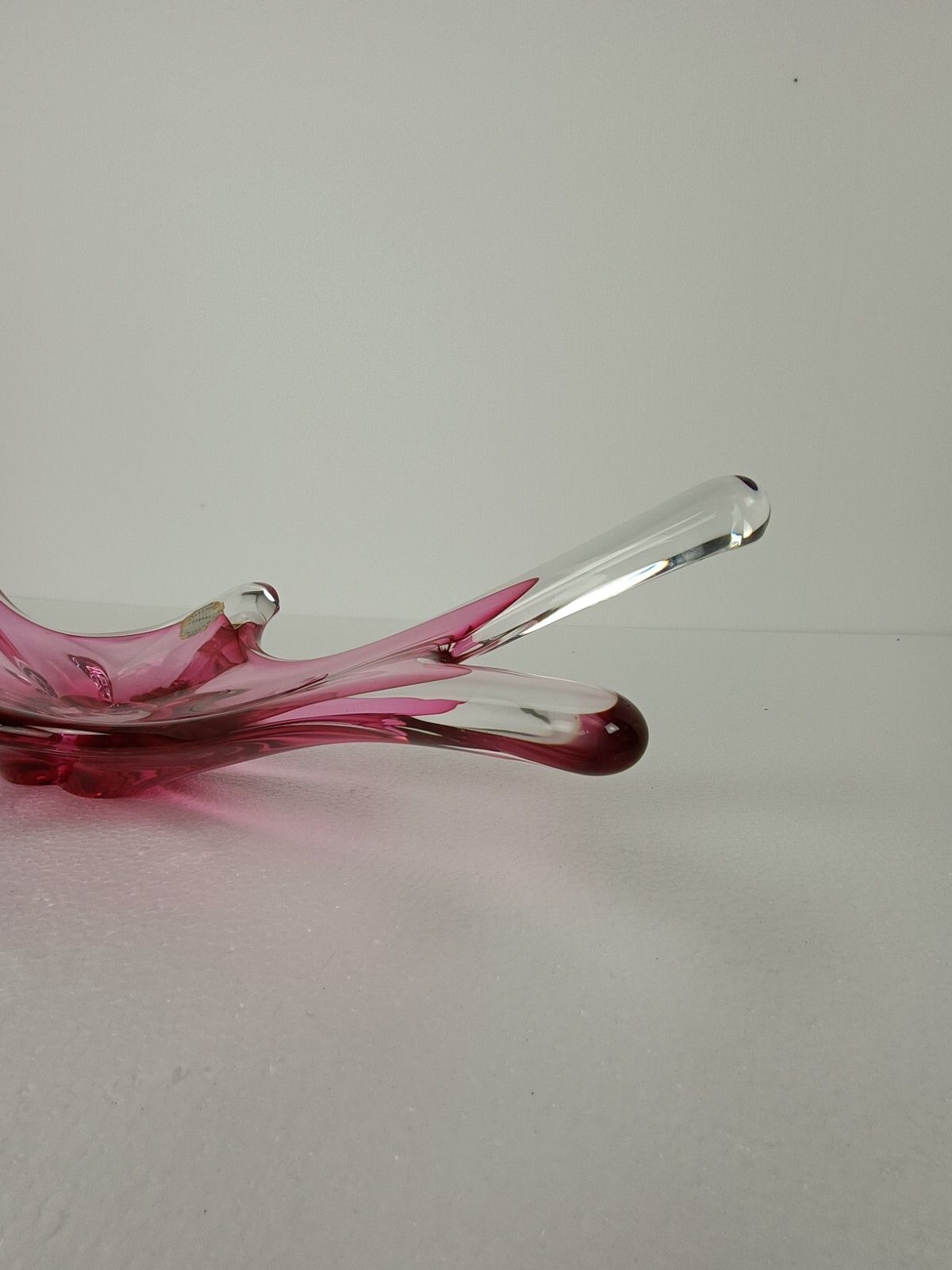 photo for sale Val St Lambert Belgium Bowl Dish Centerpiece Cranberry Clear Art Glass Stunning