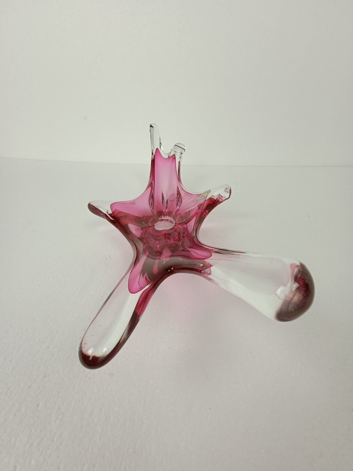 Home Decor Val St Lambert Belgium Bowl Dish Centerpiece Cranberry Clear Art Glass Stunning photo