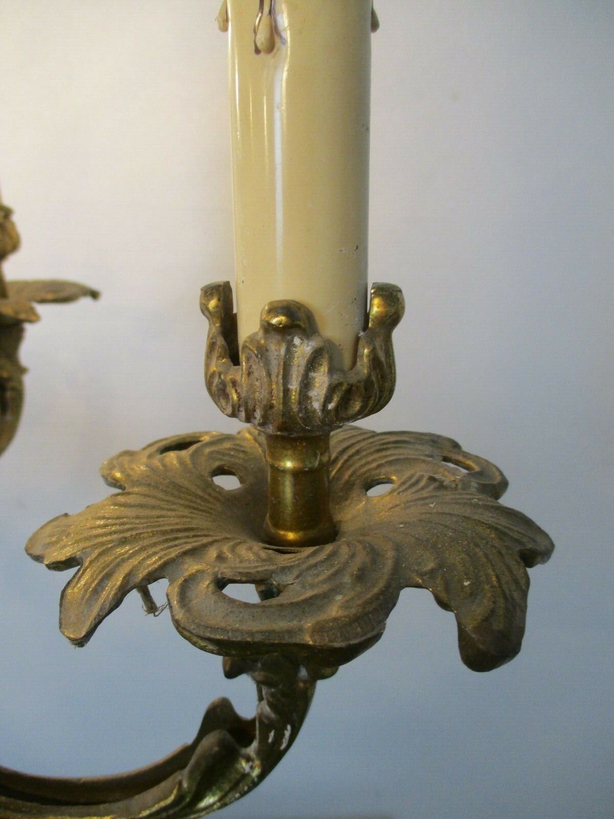 photo furniture Impressive Chandelier 6 Arm Lights Brass Ornate Mid Century 50s Beatiful Working