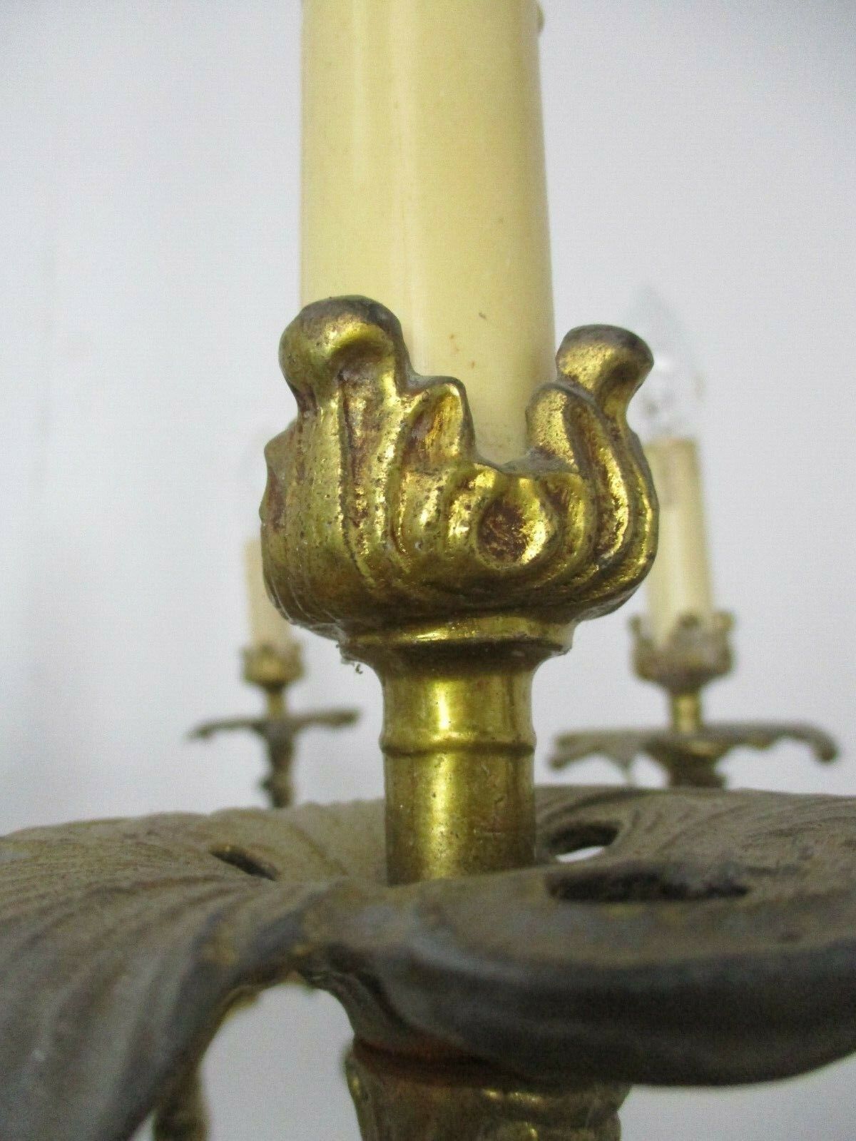 photo for sale Impressive Chandelier 6 Arm Lights Brass Ornate Mid Century 50s Beatiful Working