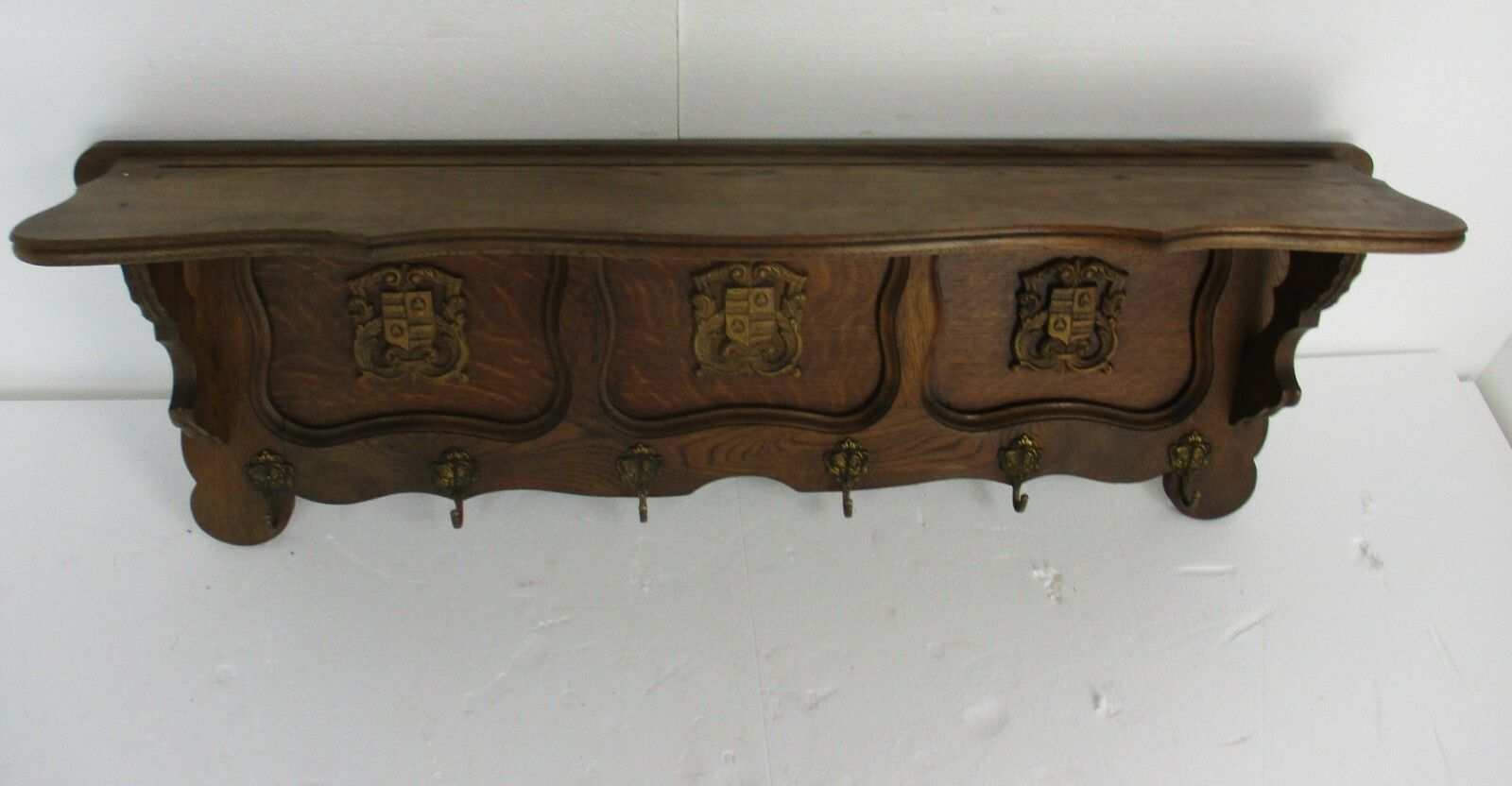 Xl Hand Carved Wood French Oak Coat Hat Kitchen Hallway Rack Antique  Shields photo buy
