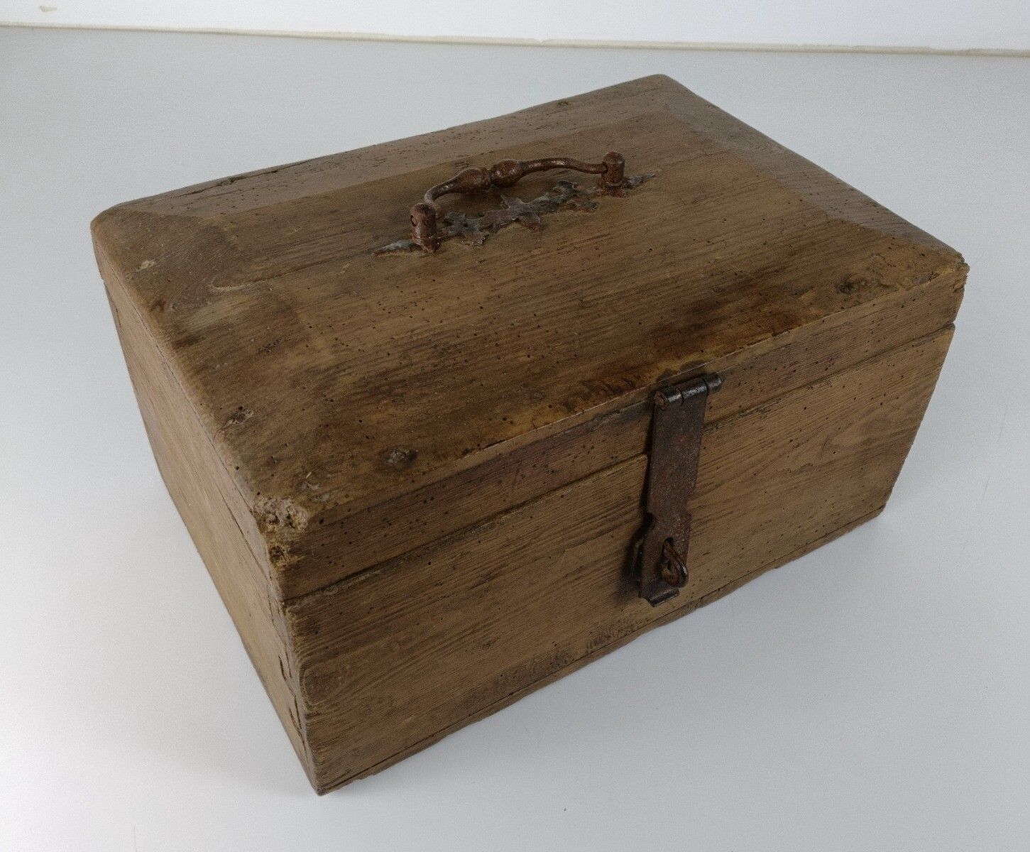 19th Century Wooden French Small Hope Chest Trunk Trinket Jewelry Box Metal Trim photo furniture