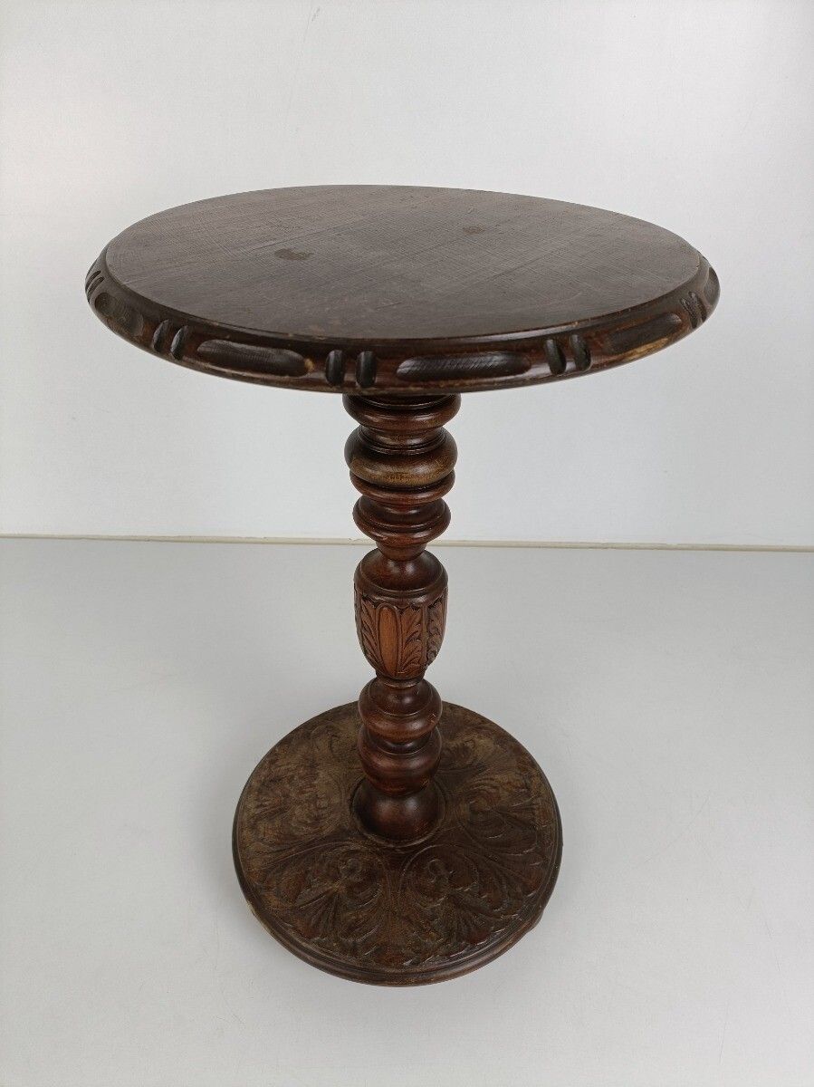 Hand Carved Wooden Pedestal Plant Stand Bonsai Stand Side Table Ornate Barn Styl photo furniture