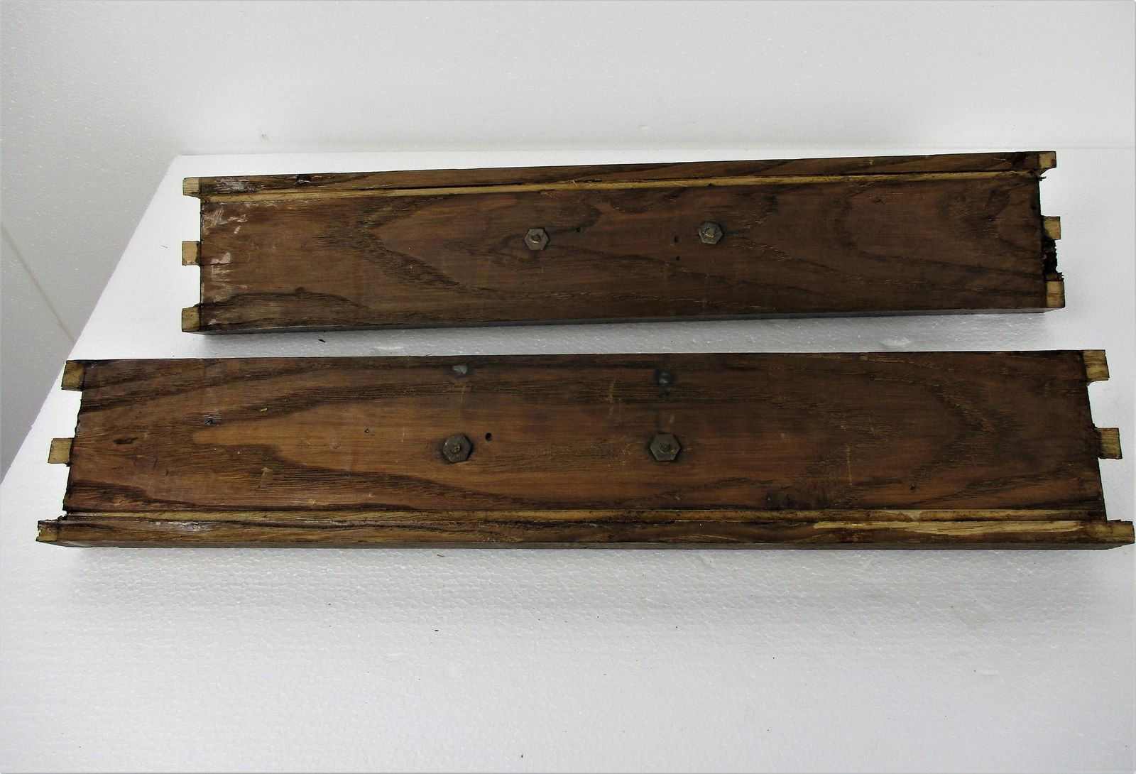 2 Pieces Antique French Carved Oak Reclaimed Architectural Trim Pediment Salvage photo 125.0