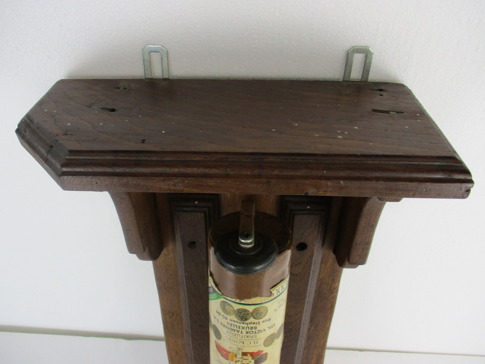Wall Hanging Hand Carved Ornate  Wood Bottle Holder Tap Antique  Country Barn St photo vinterior