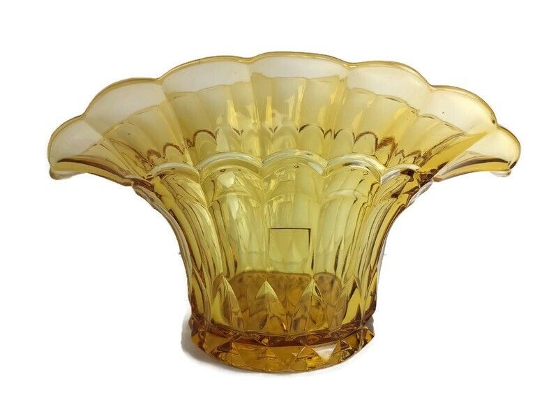 Art Deco Amber Brown  Flower Holder Pique Fleurs Art Glass Vase 2 Pieces Luxval