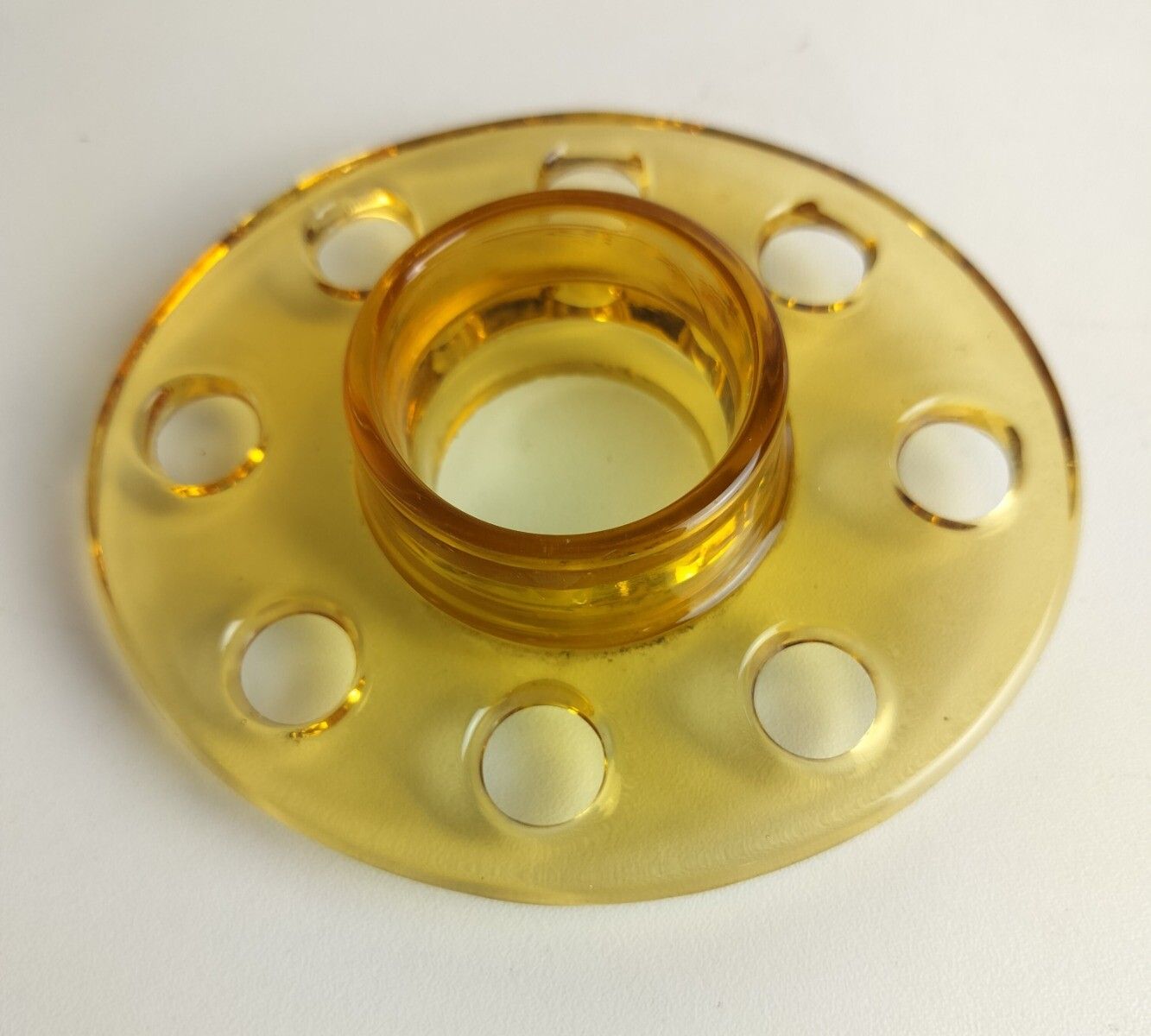 photo for sale Art Deco Amber Brown  Flower Holder Pique Fleurs Art Glass Vase 2 Pieces Luxval