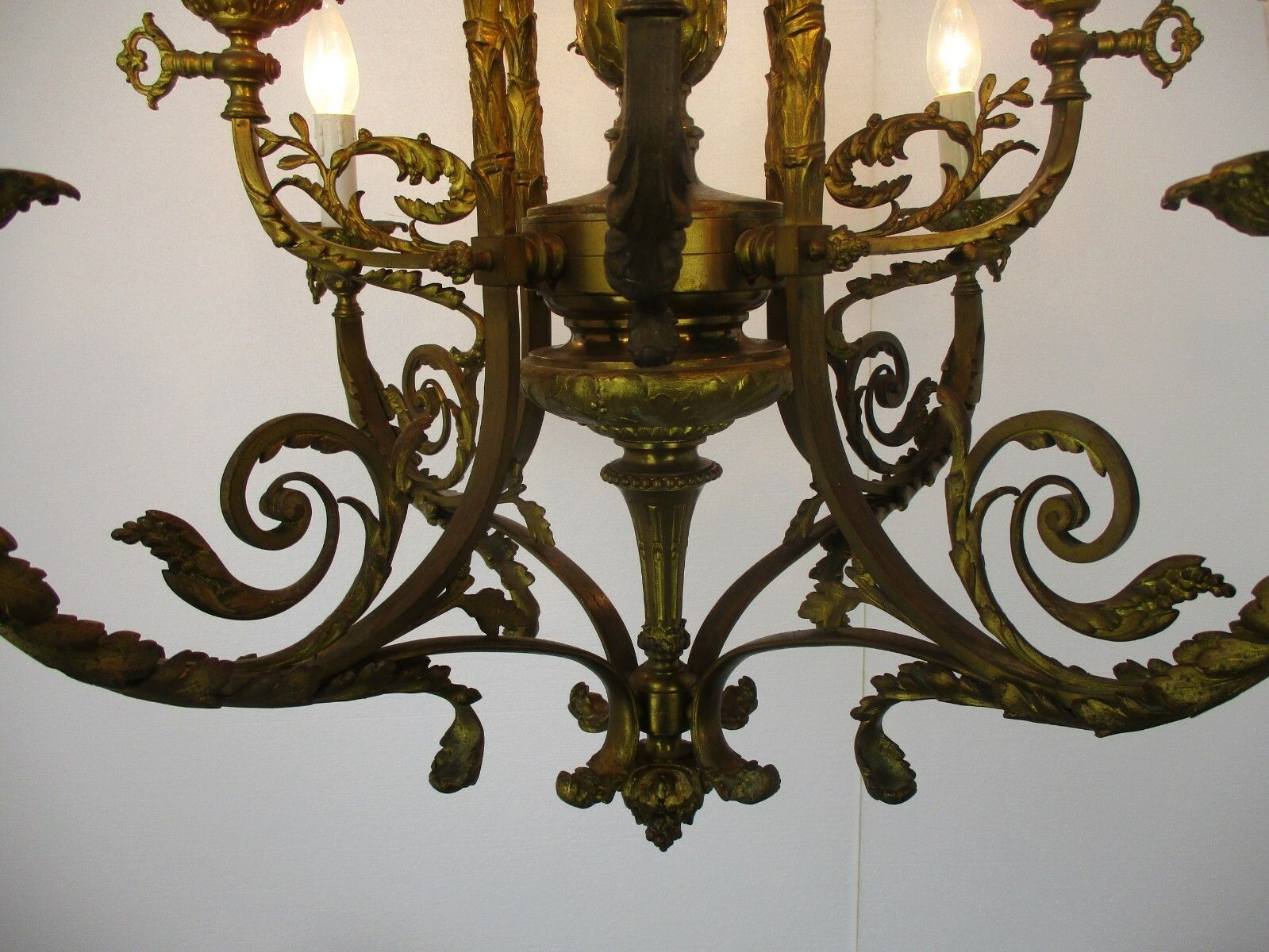 Antique Gothic Castle Chandelier Bronze Doré Gold Gilded Bacchus Grapes Stunning photo buy