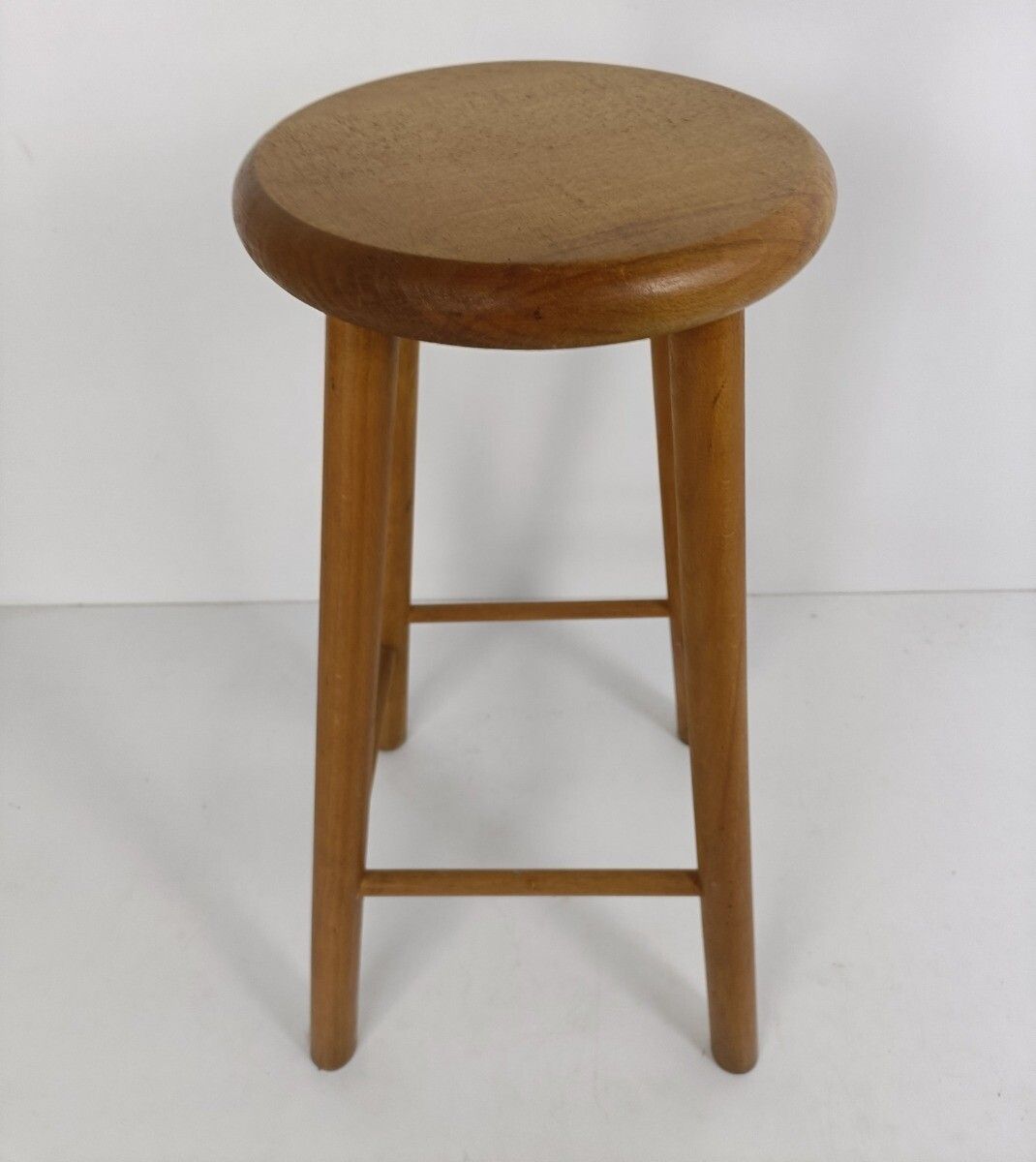 Bar Stool Chair Loft Wood Iron Band Primitive Funky Loft Pedestal Side Table Vin photo furniture