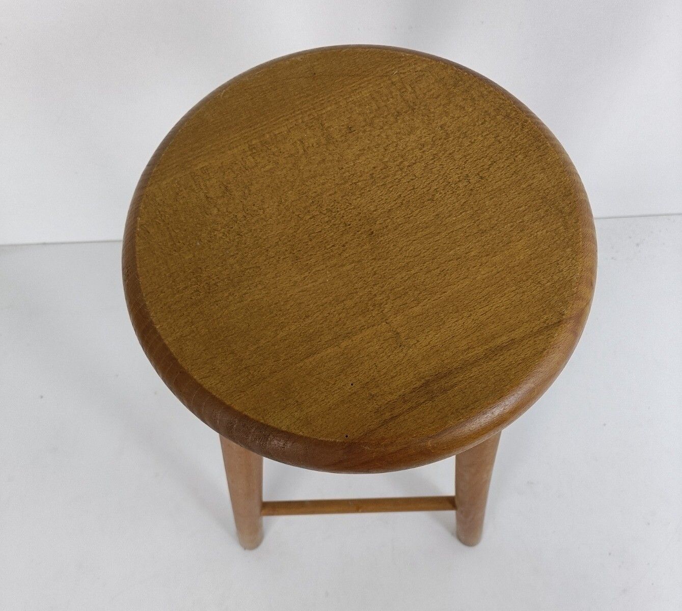 Bar Stool Chair Loft Wood Iron Band Primitive Funky Loft Pedestal Side Table Vin photo 142.0