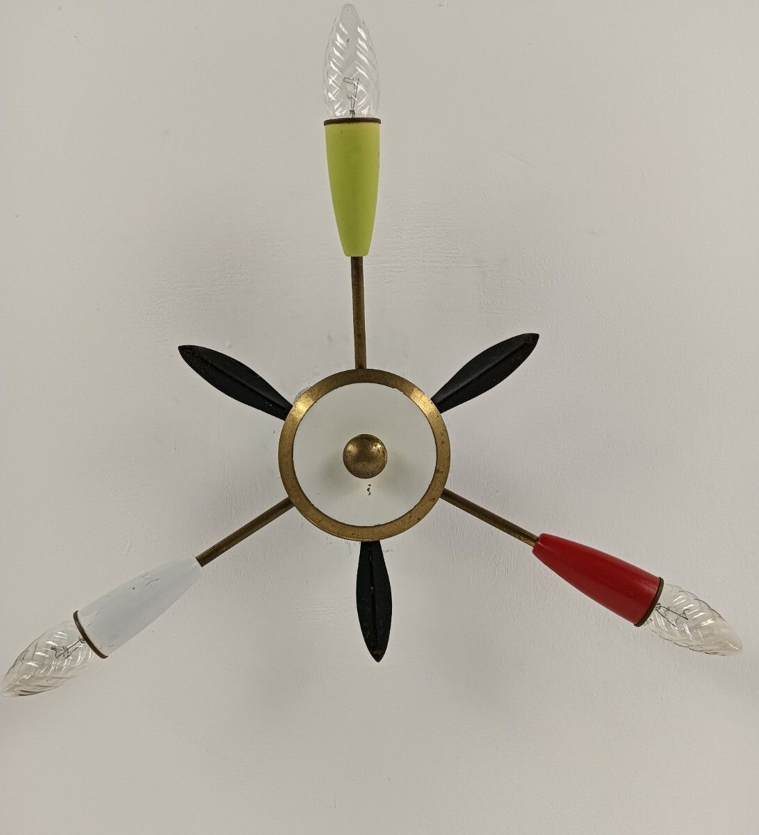 Stilnovo Sputnik Spider Chandelier 3 Lights Arm Vintage Retro Funky Pop Art Styl photo for sale