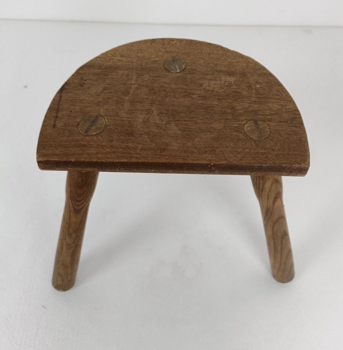 Vintage Hand Carved Wood Milking Stool Pedestal Table Plant Flower Bonsai Stand photo vinterior