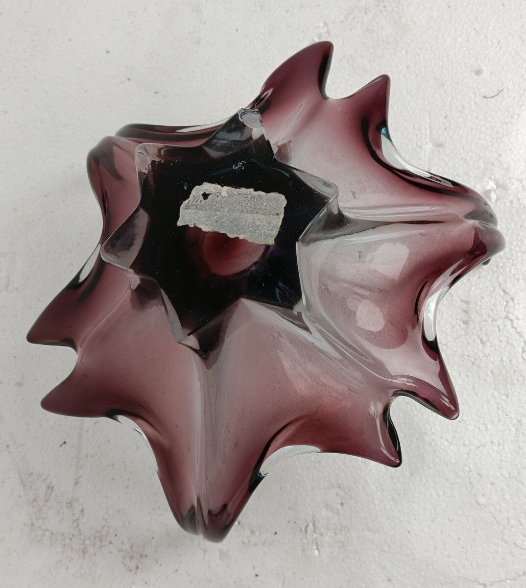 photo furniture Gorgeous Bowl Dish Centerpiece Cranberry Blue Art Glass Murano Italy Modernist