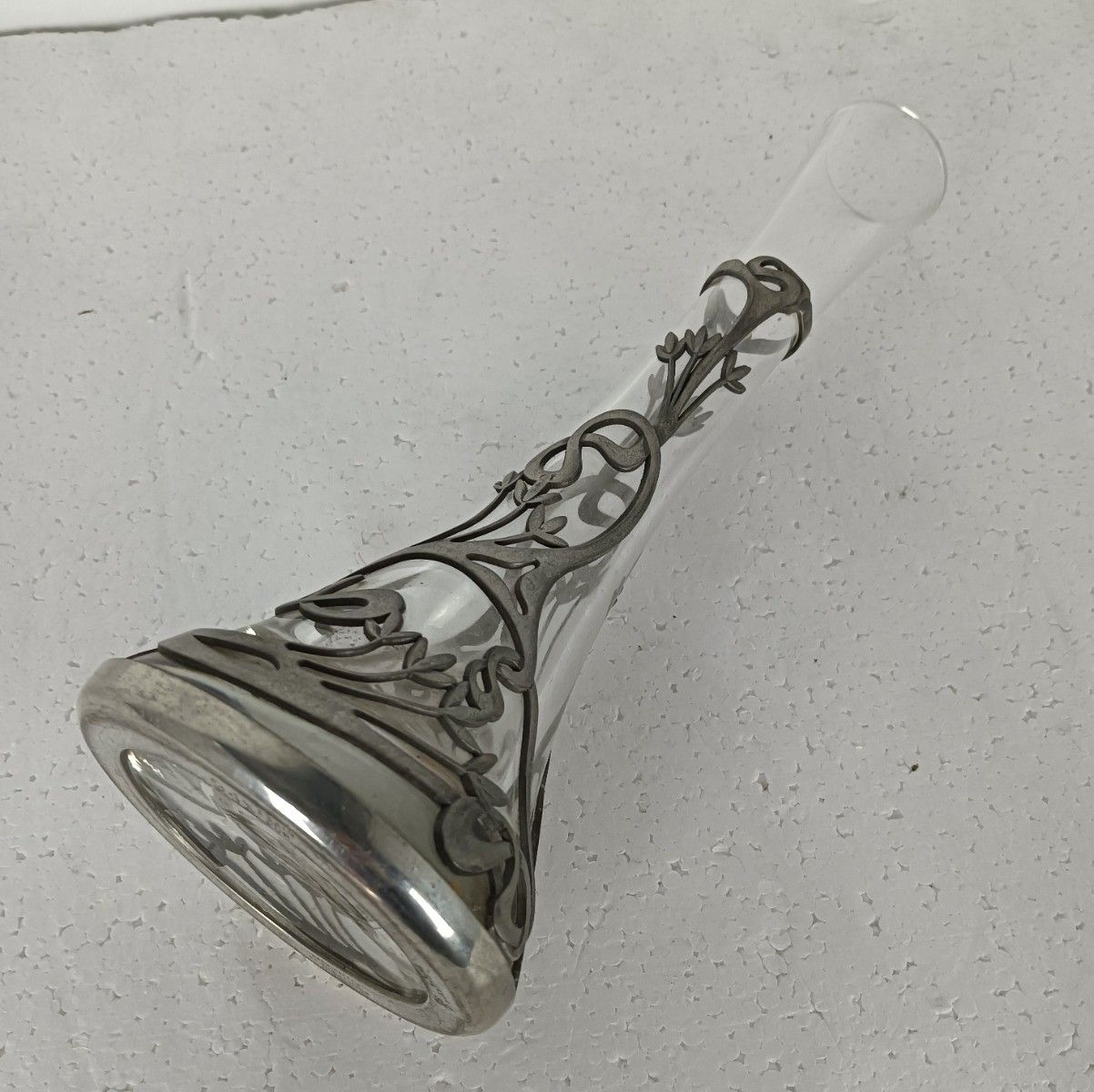 Art Deco Vase Glass Etain Tin Belgium Marked Potstainiers Beautiful photo Home Decor