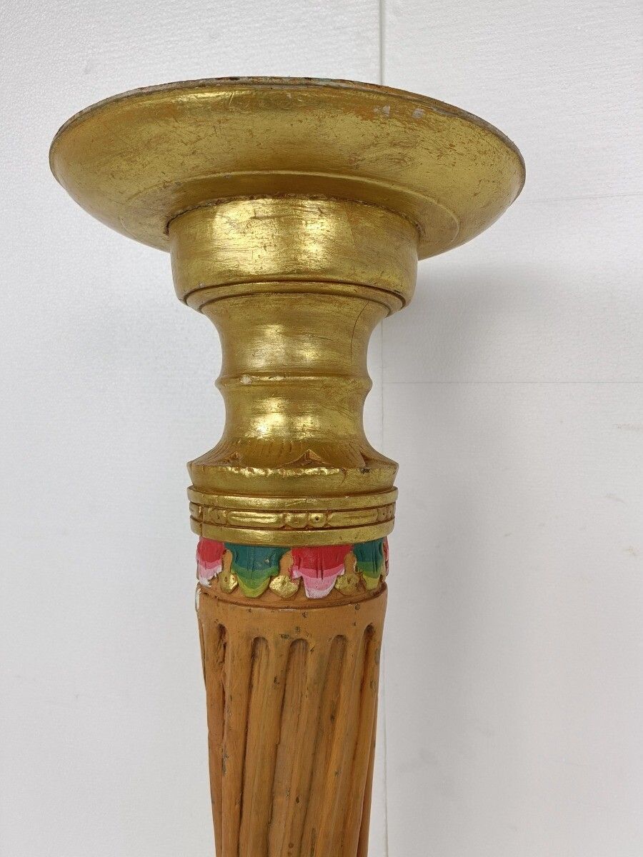 Wooden  Polychrome Side Wine Display Table Pedestal Plant Bonsai Flower Stand photo 223.0