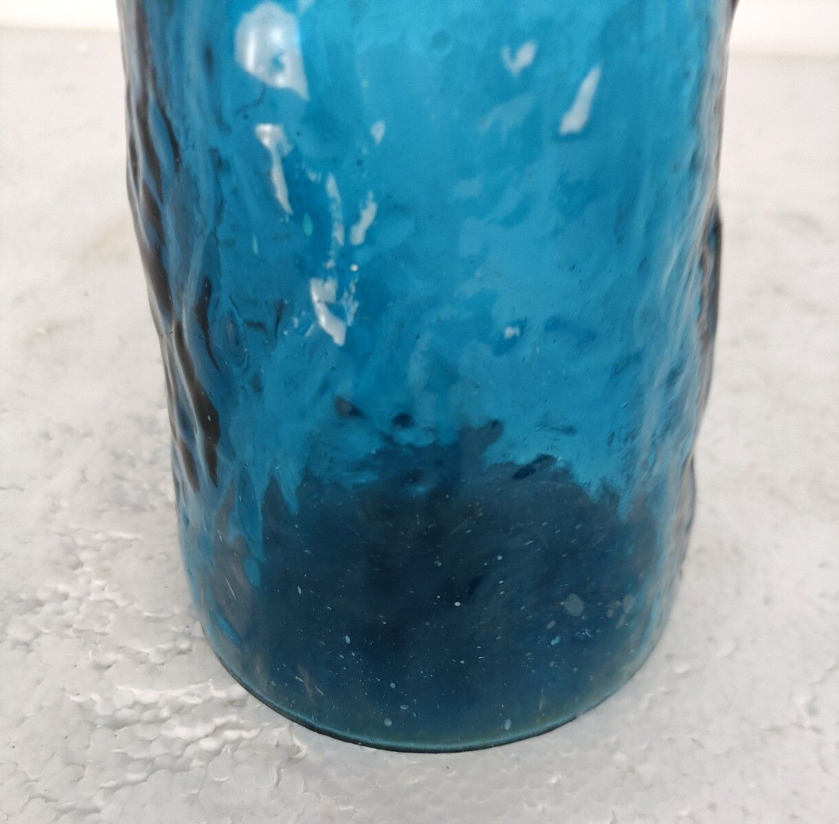 Vintage Retro Art Glass Genie Bottle Vase  Blue Empoli  Italy Italian Retro Pop photo for sale