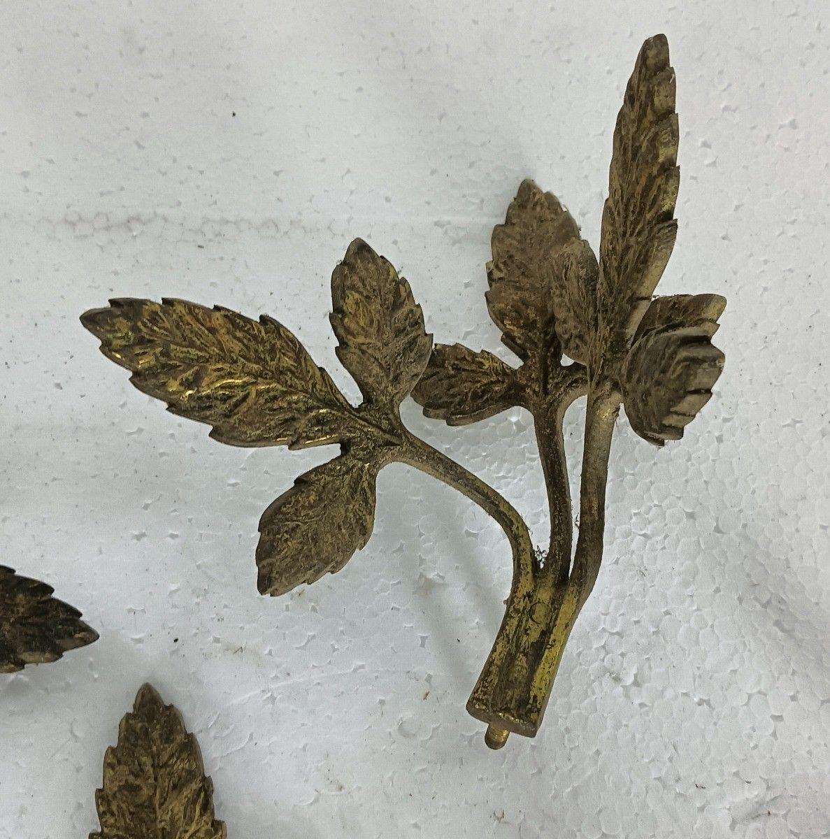 Set Of 5 Antique Brass Trims Leafs Ornate Reclaimed Architectural Salvaged photo Home Fixtures