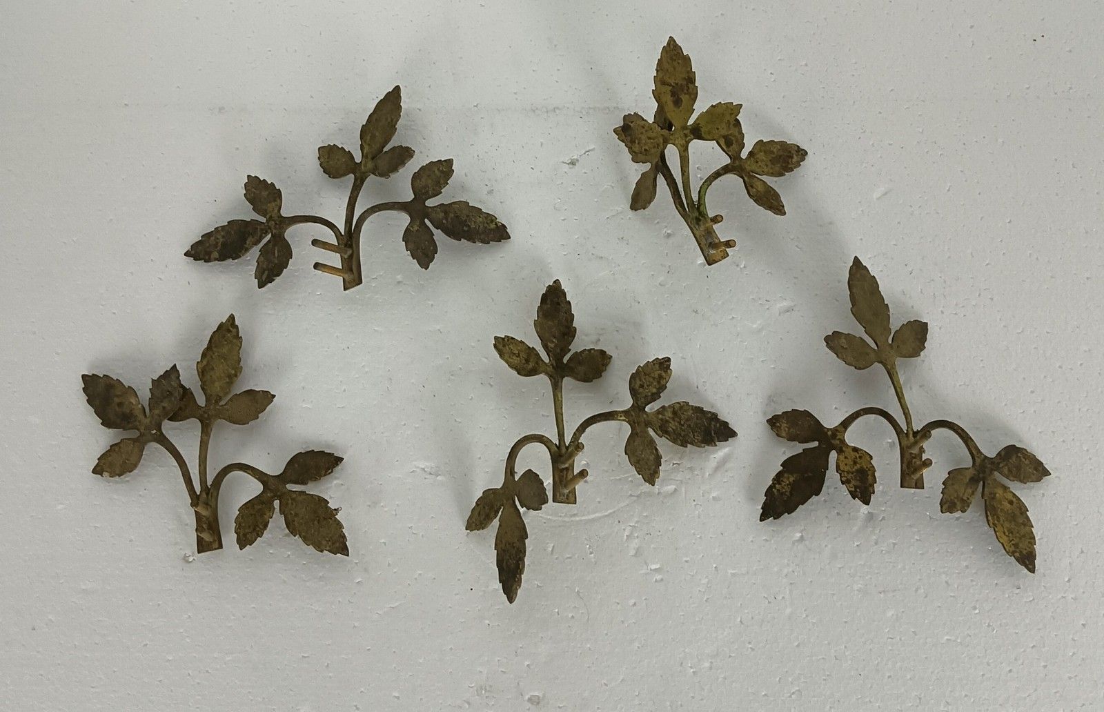 Set Of 5 Antique Brass Trims Leafs Ornate Reclaimed Architectural Salvaged photo 73.0