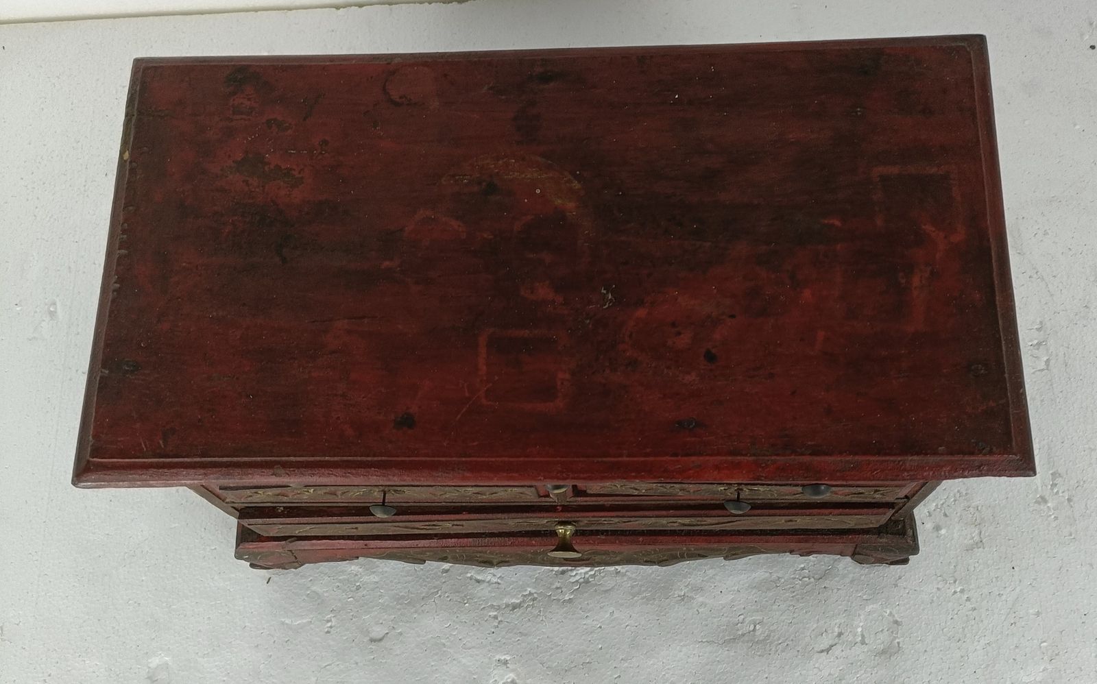 Antique 1700s Chest Of Drawers Cabinet Small Gorgeous Carved Wood Ornate Wow photo for sale