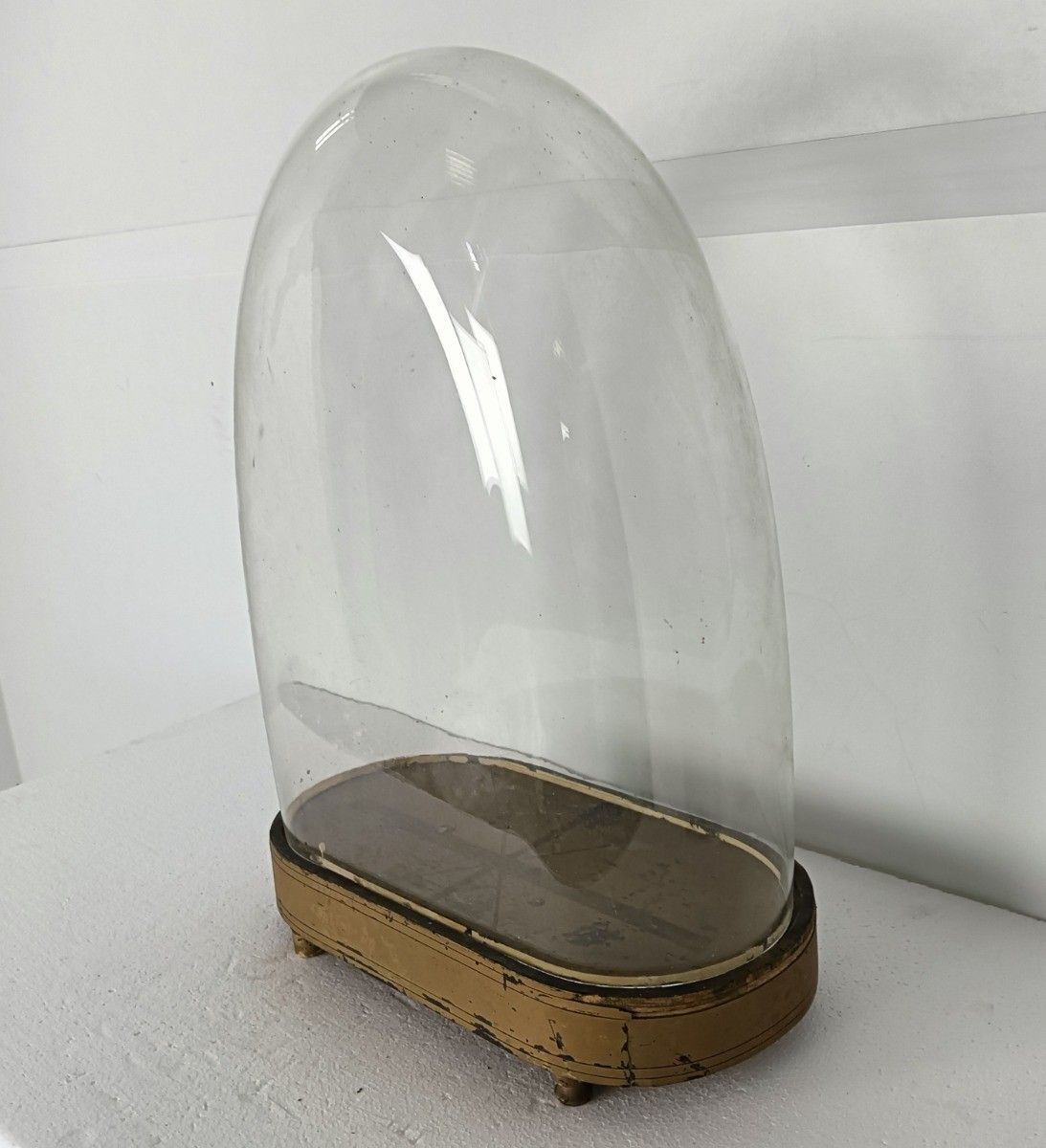 Large  Antique Victorian Oval Hand Blown Glass Globe Dome Doll Clock 18.11" 14.1 photo furniture