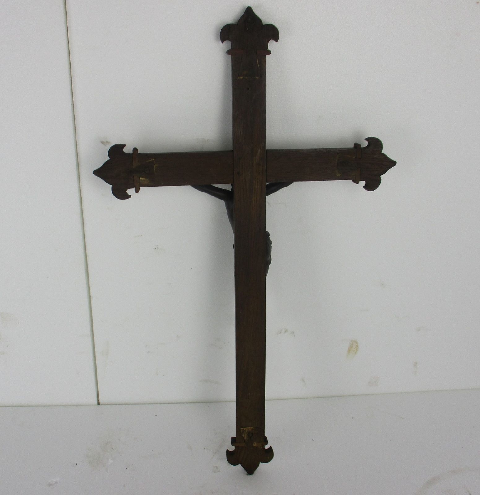 Large French Oak Hanging Church Crucifix Cross Jesus Christ Bronze Stunning Art photo buy
