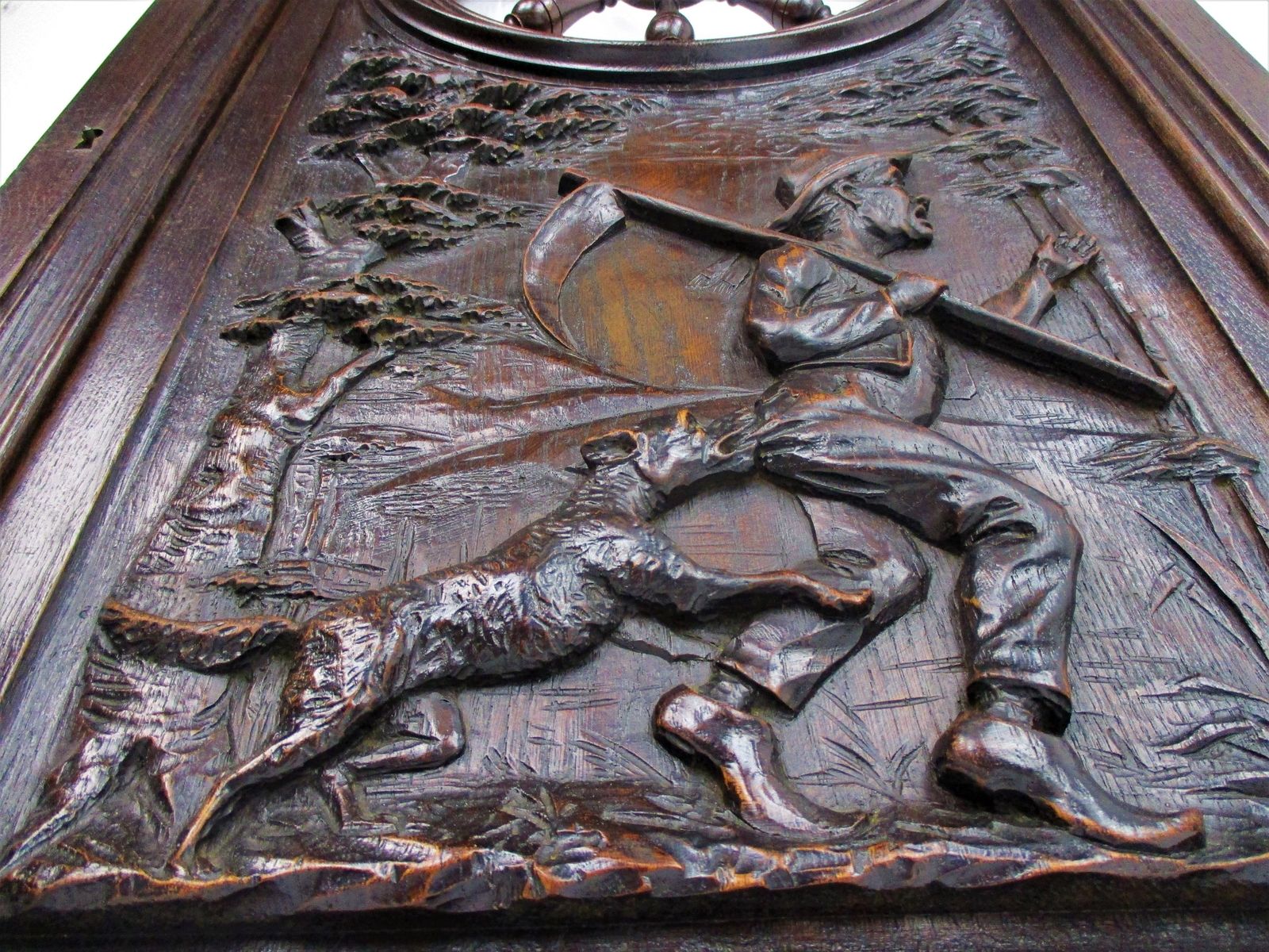 Antique French Breton Hand Carved Wood Oak Door Panel Reclaimed Architectural Fa photo for sale
